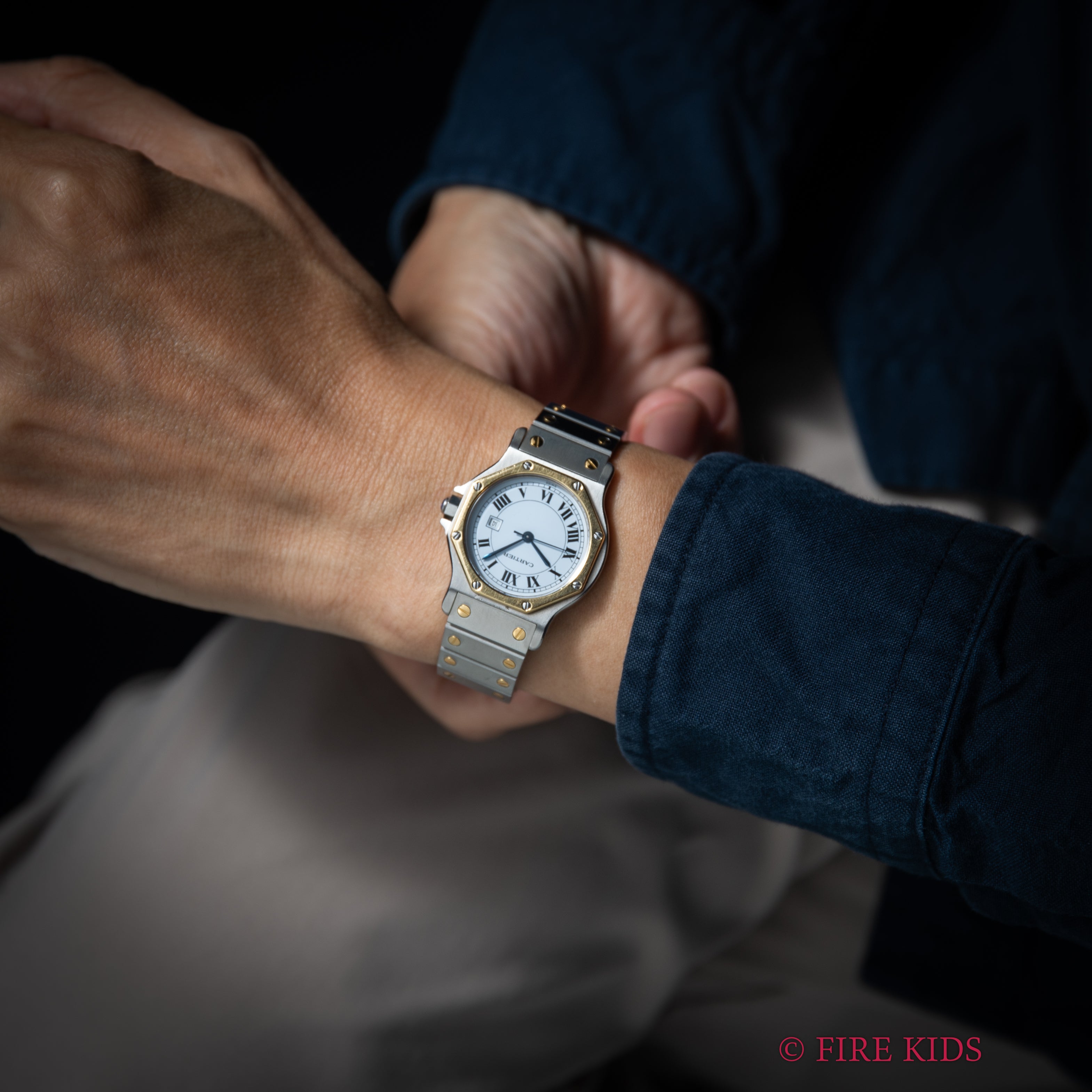 カルティエ サントス オクタゴンLM コンビ ホワイトローマン 1980年代製 自動巻き