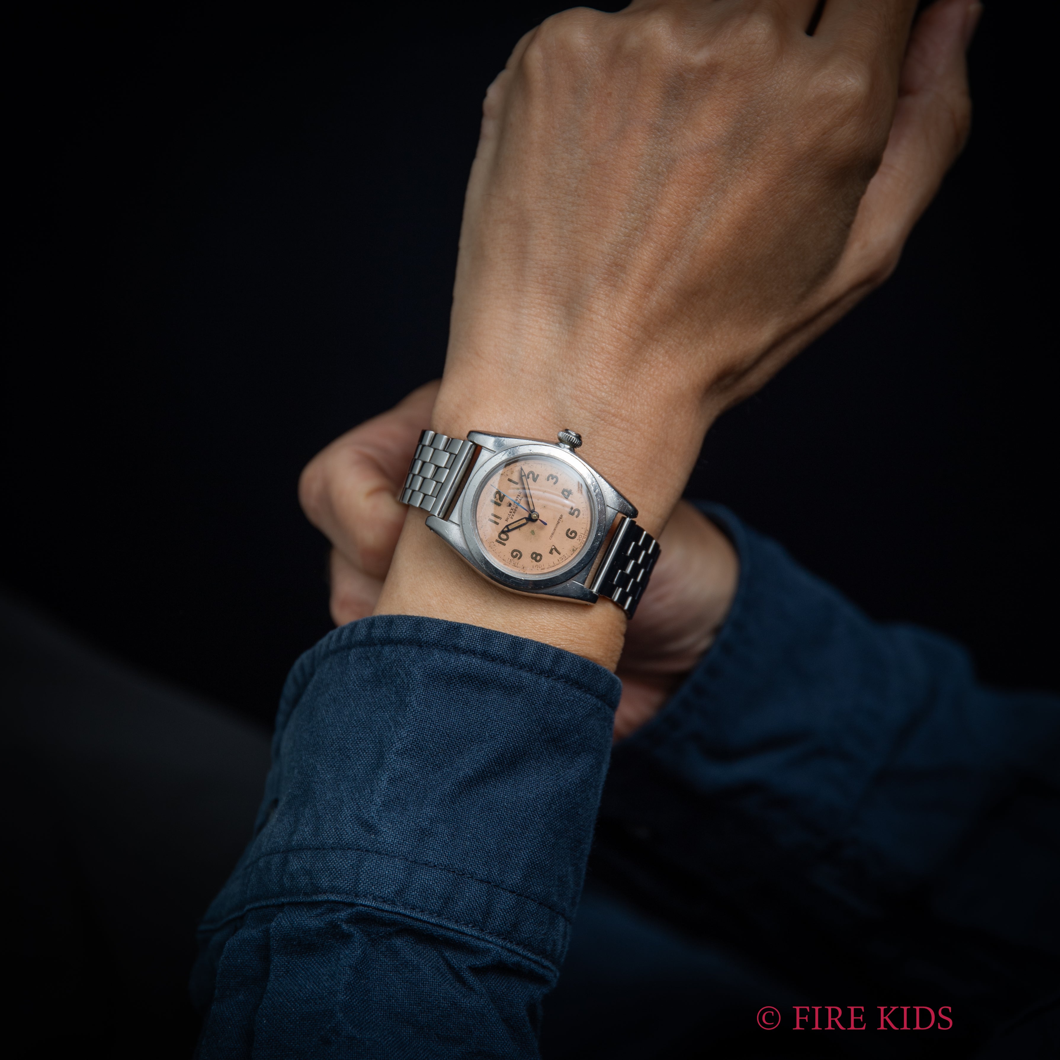 ロレックス バブルバック 1944年製 Ref.2940 全アラビアピンクダイヤル 社外ブレス