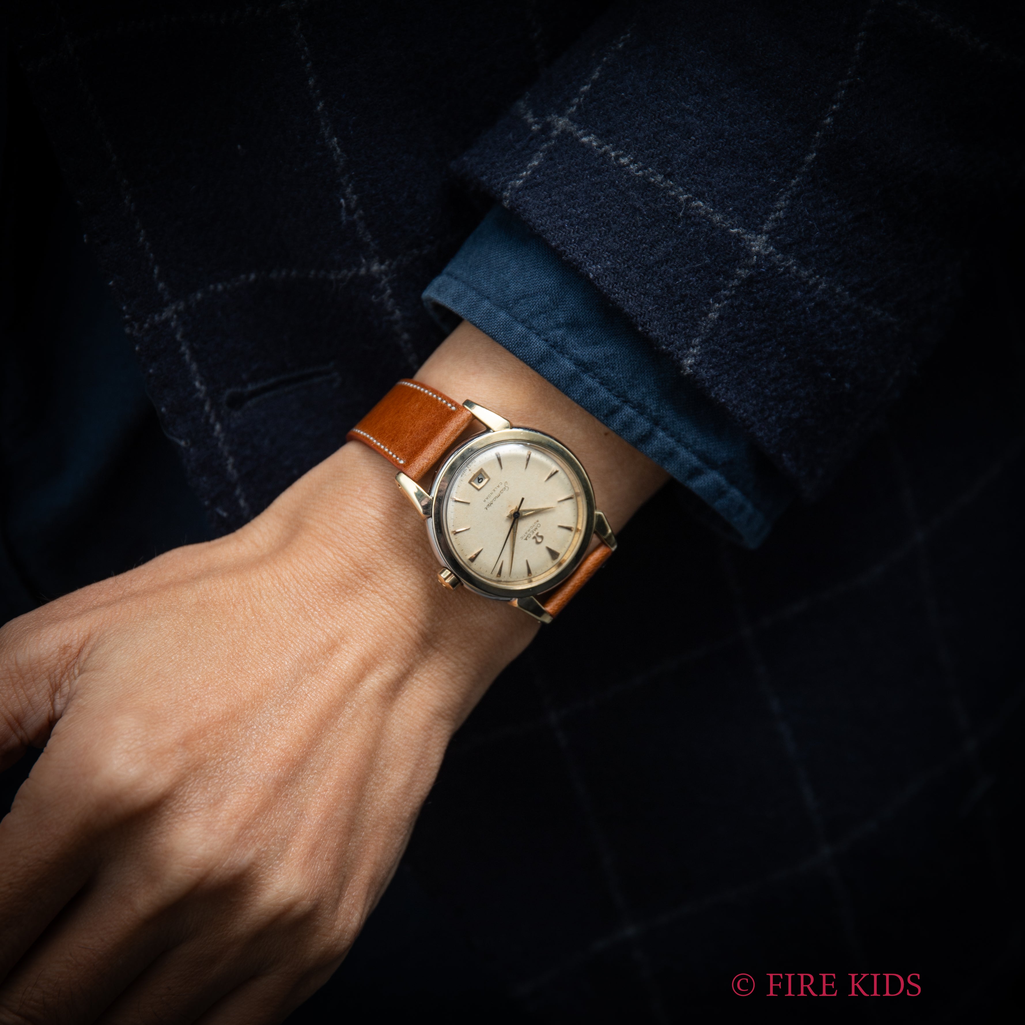 オメガ シーマスター カレンダー ハーフローター トップゴールド 1950年製 Ref.2627-21SC アイボリーダイヤル