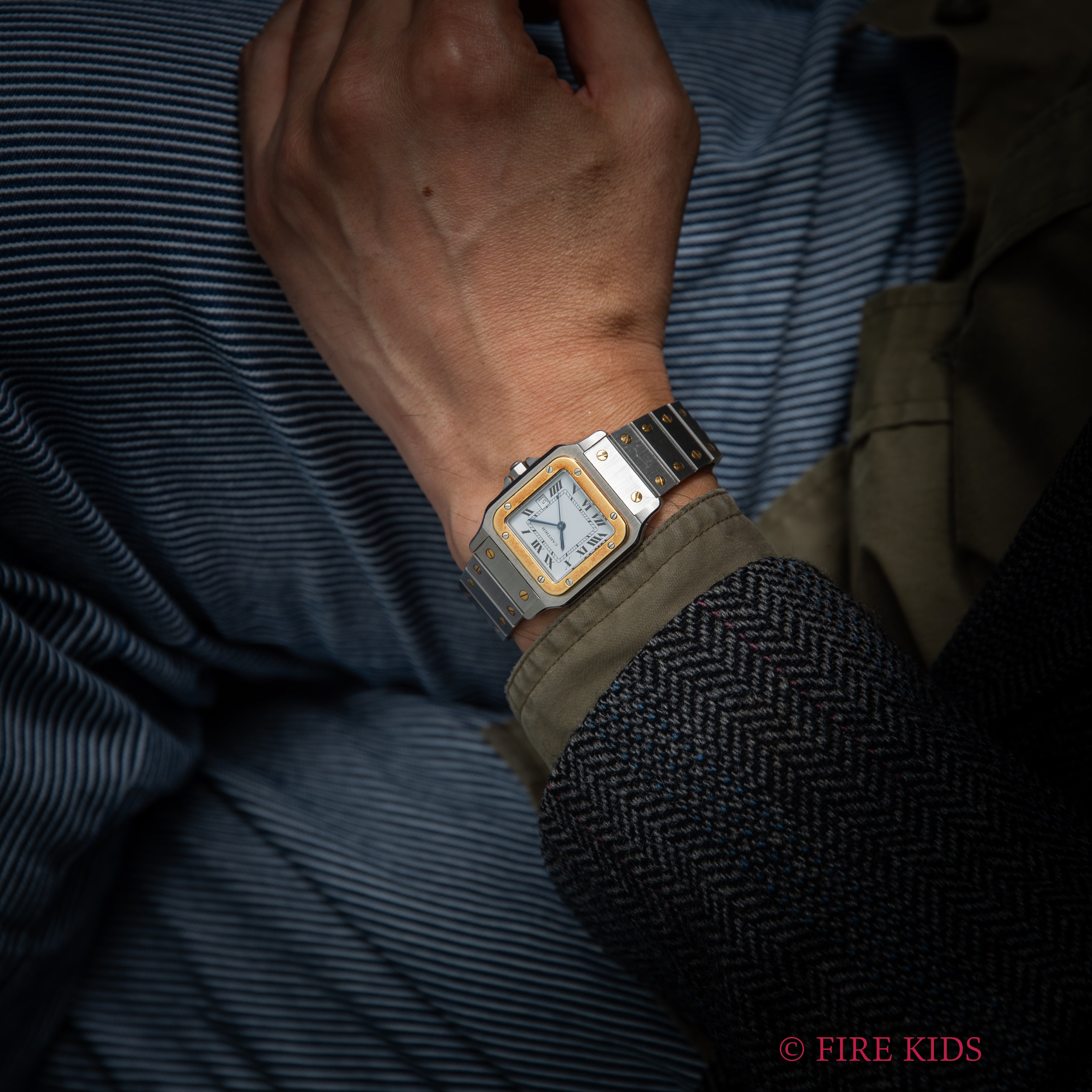 カルティエ サントス LMサイズ コンビ 自動巻き 1980年代製 ホワイトローマンダイヤル