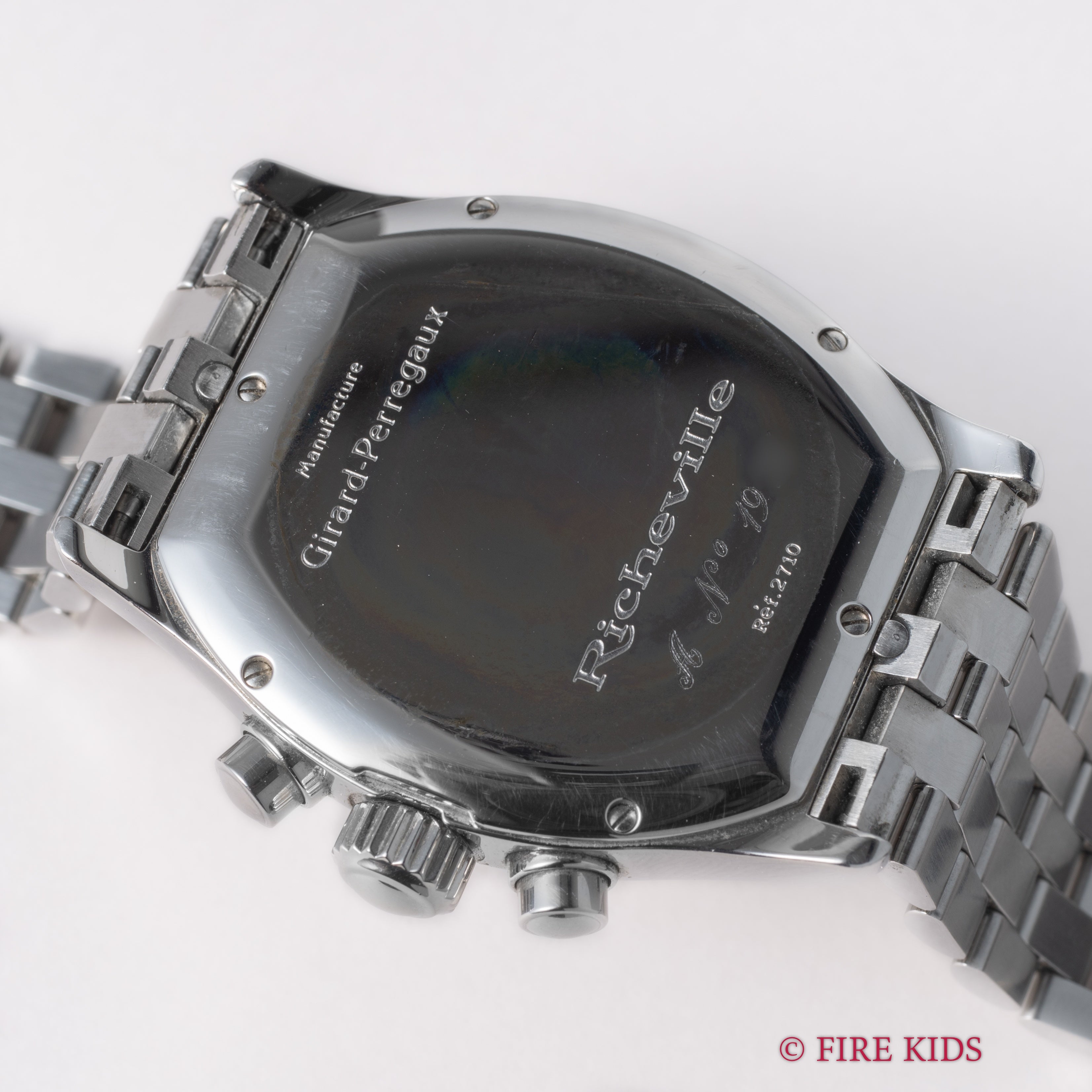 ジラール・ペルゴー リシュビル 1990年代製 Ref.2710 ブルーローマンダイヤル 手巻クロノグラフ 箱ギャラ、革ベルト尾錠付