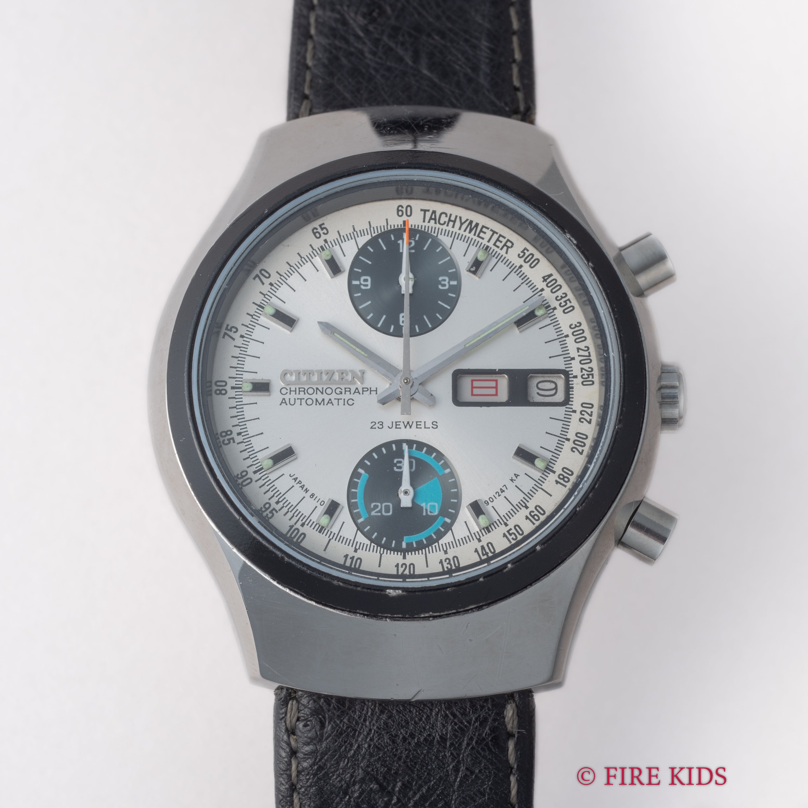 シチズン チャレンジタイマー 1975年製 パンダダイヤル 自動巻きクロノグラフ 純正革ベルト