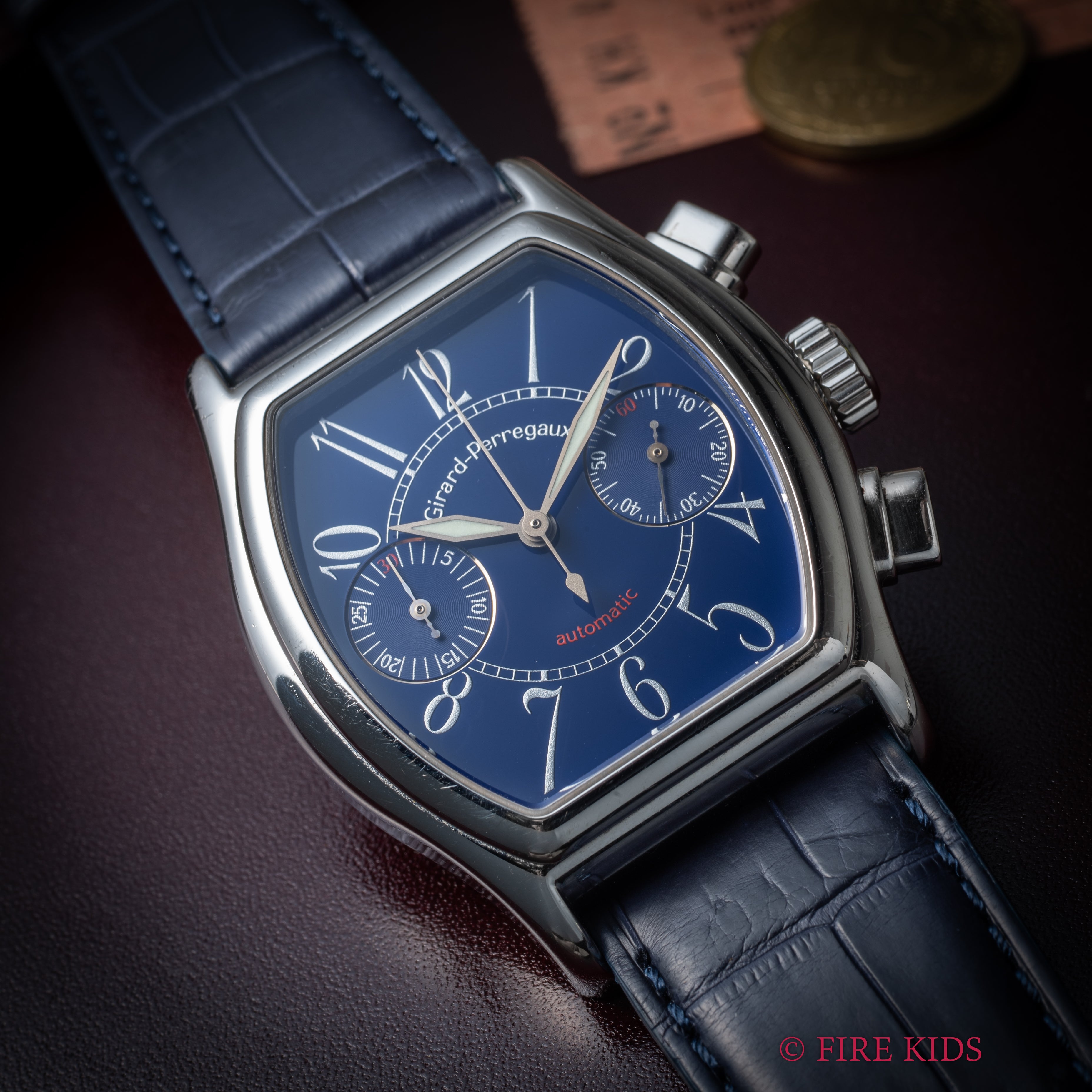 ジラールペルゴ リシュビル ブルーアラビアダイヤル 1990年代製 自動巻クロノグラフ
