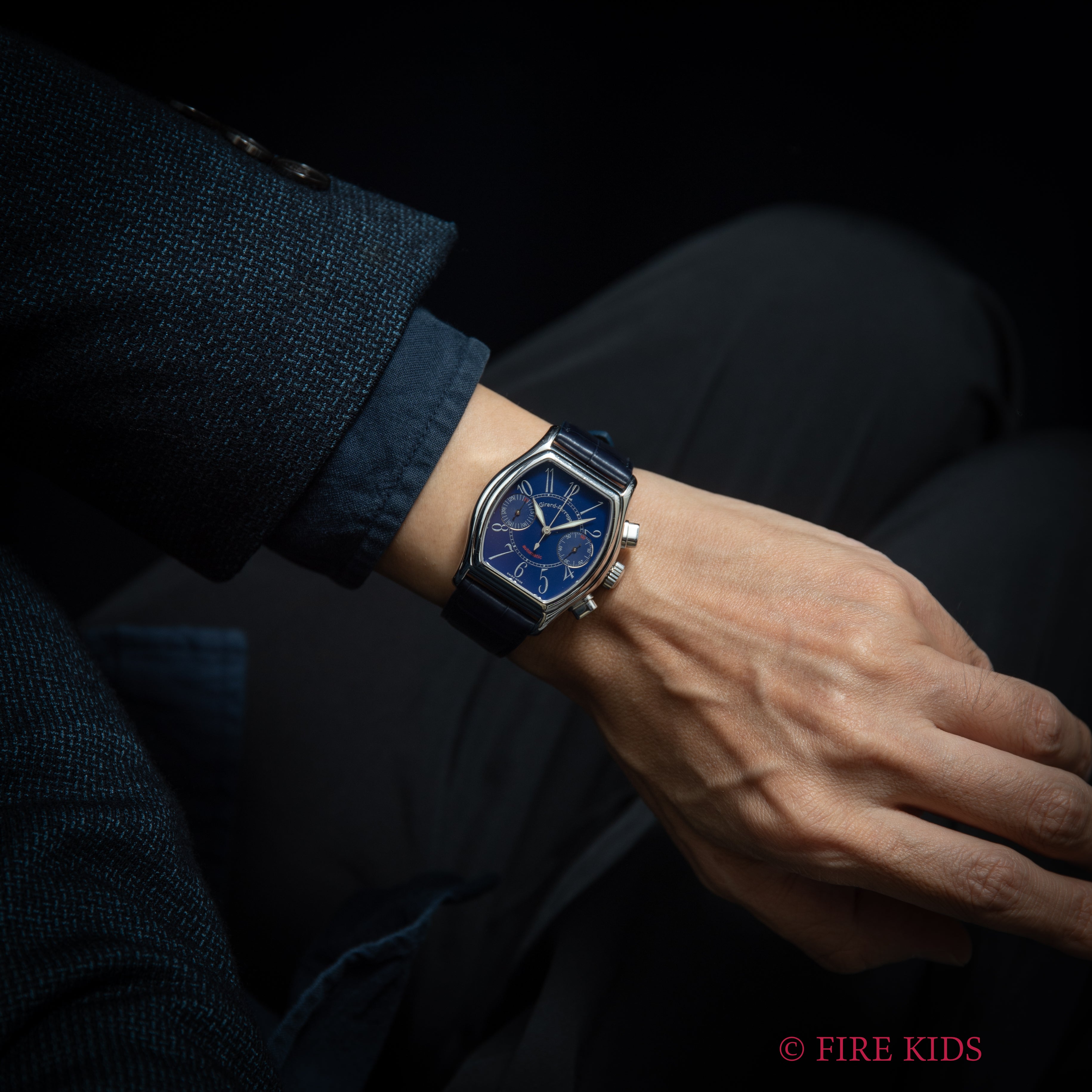 ジラールペルゴ リシュビル ブルーアラビアダイヤル 1990年代製 自動巻クロノグラフ