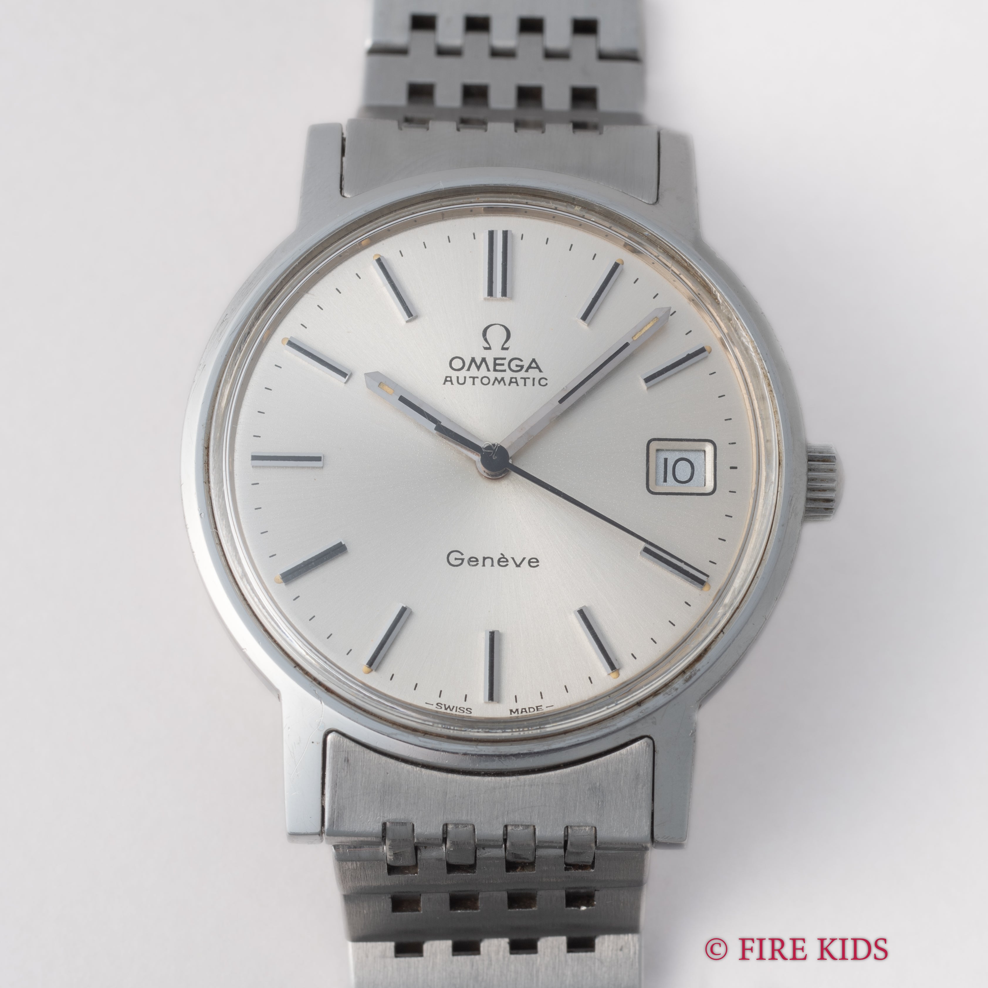 オメガ ジュネーブ 1973年製 シルバーダイヤル 純正ブレス付き ハイビート自動巻き