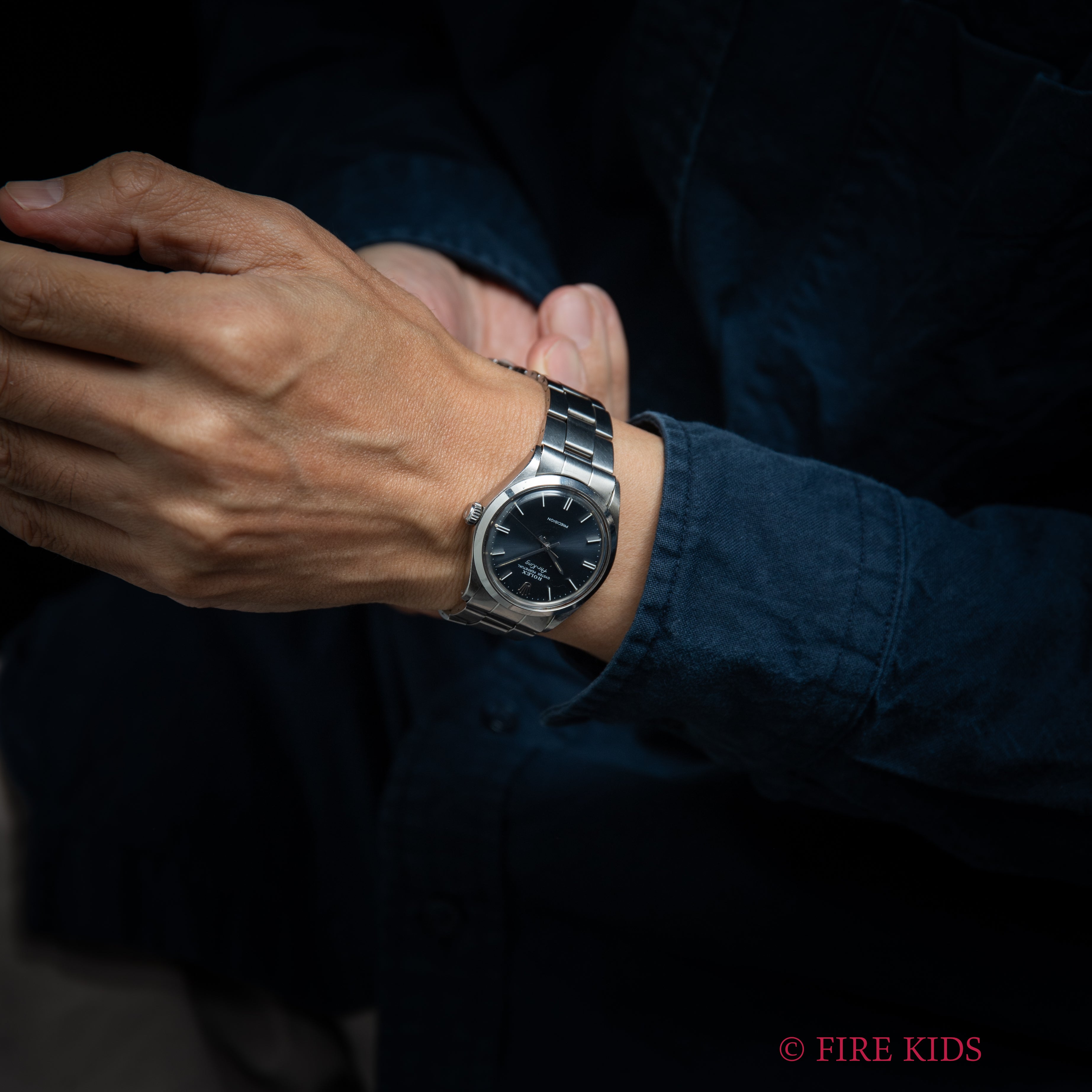 ロレックス エアキング 1971年製 Ref.5500 自動巻 ブルーグレーダイヤル 純正巻きオイスターブレス