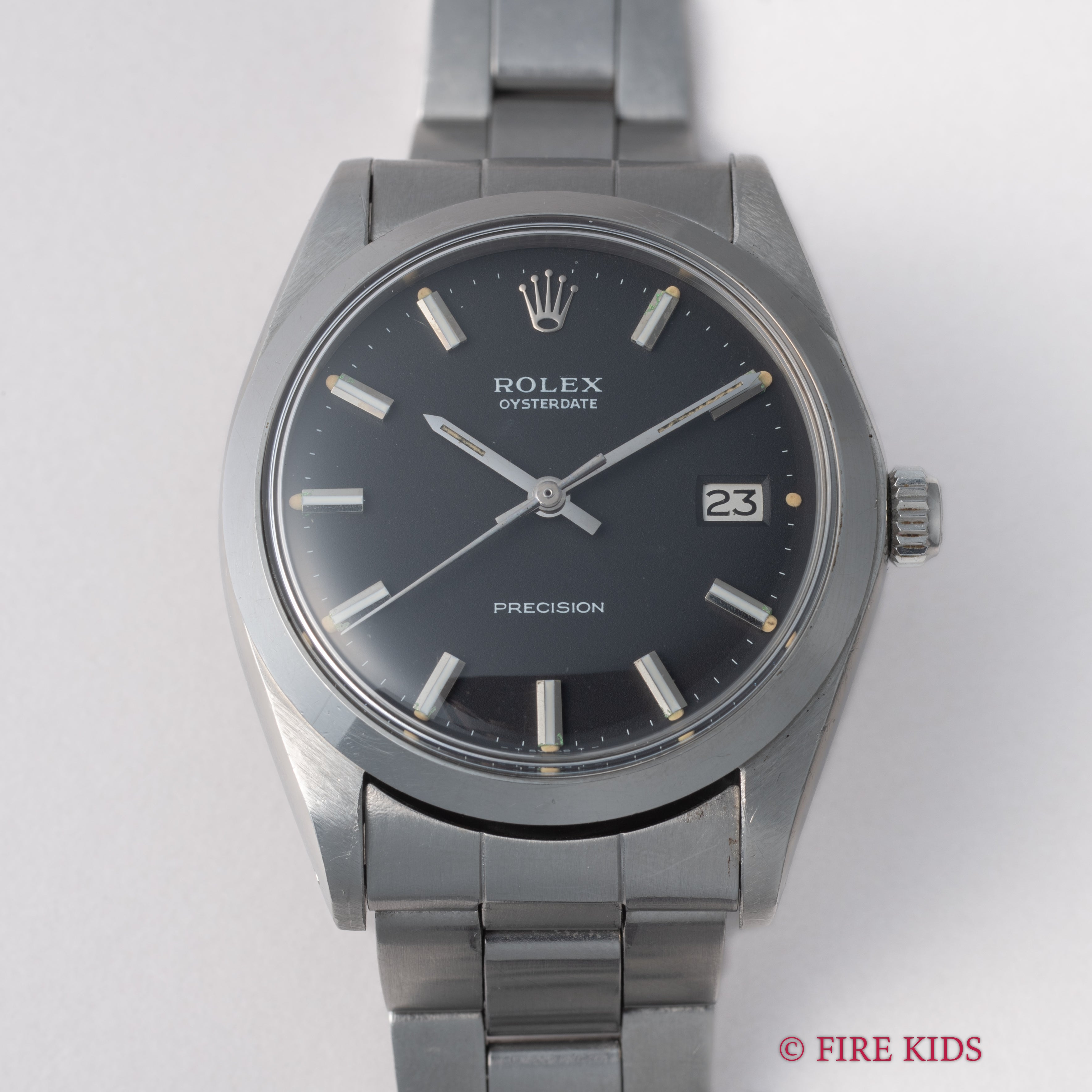 ロレックス オイスターデイト 1971年製 Ref.6694 手巻 ブラックダイヤル ドーム風防 3連オイスターブレス