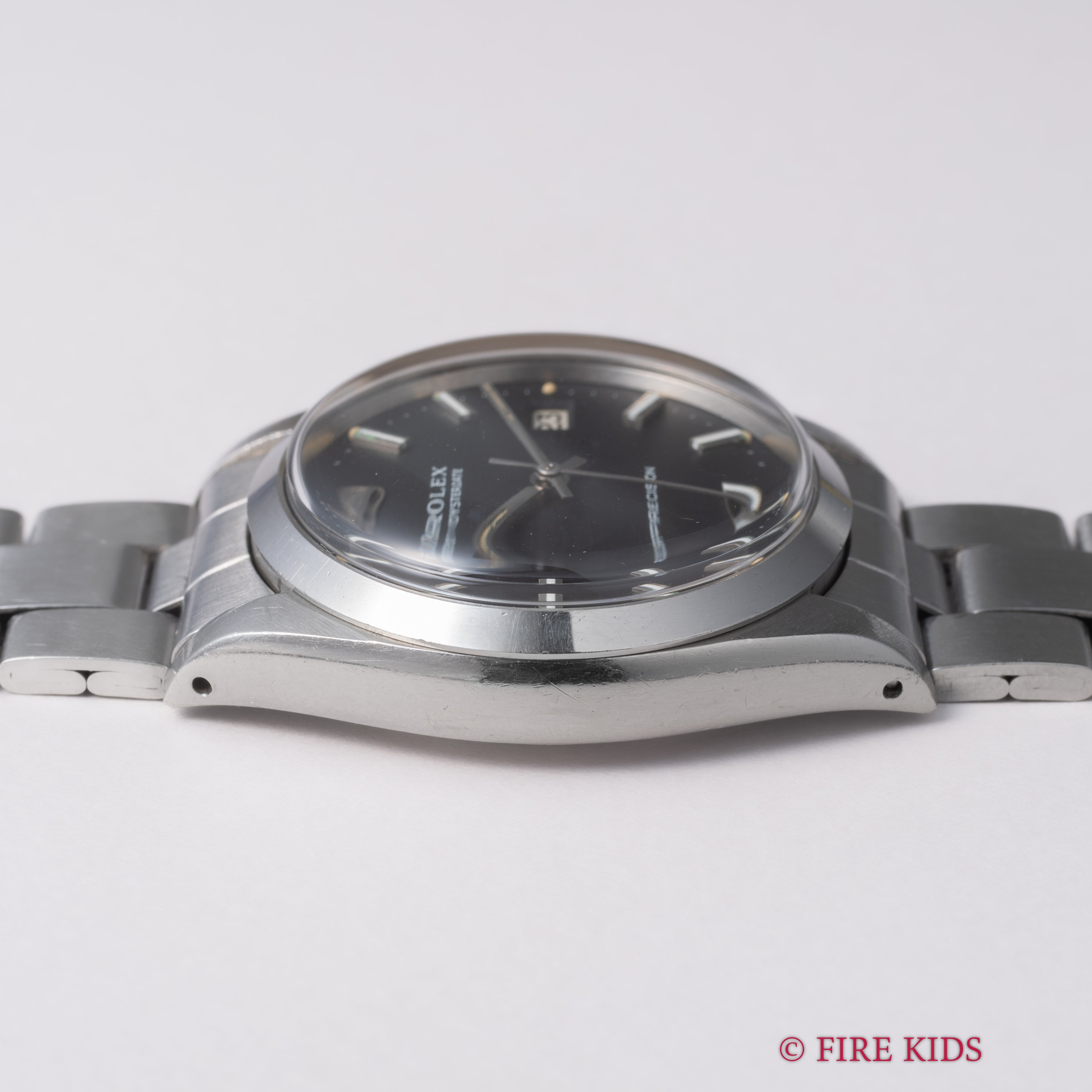 ロレックス オイスターデイト 1971年製 Ref.6694 手巻 ブラックダイヤル ドーム風防 3連オイスターブレス