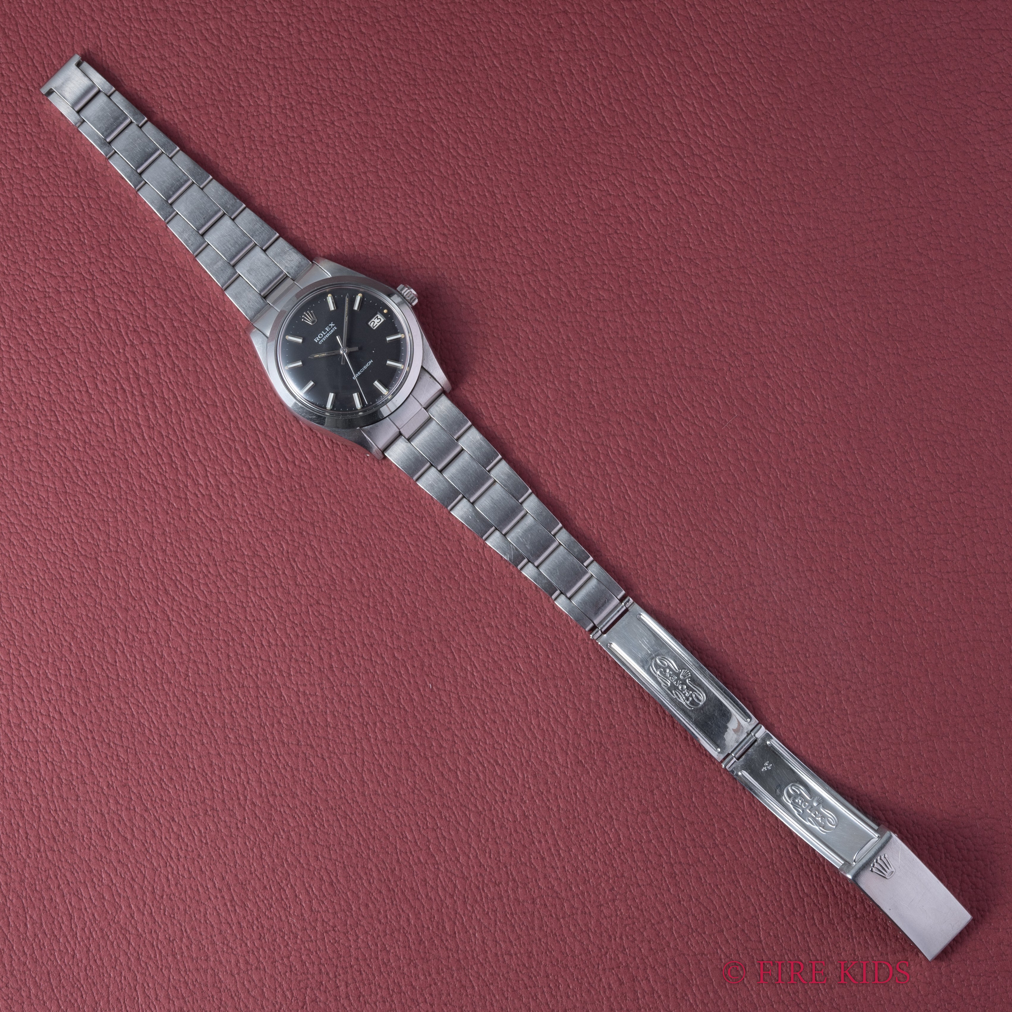 ロレックス オイスターデイト 1971年製 Ref.6694 手巻 ブラックダイヤル ドーム風防 3連オイスターブレス