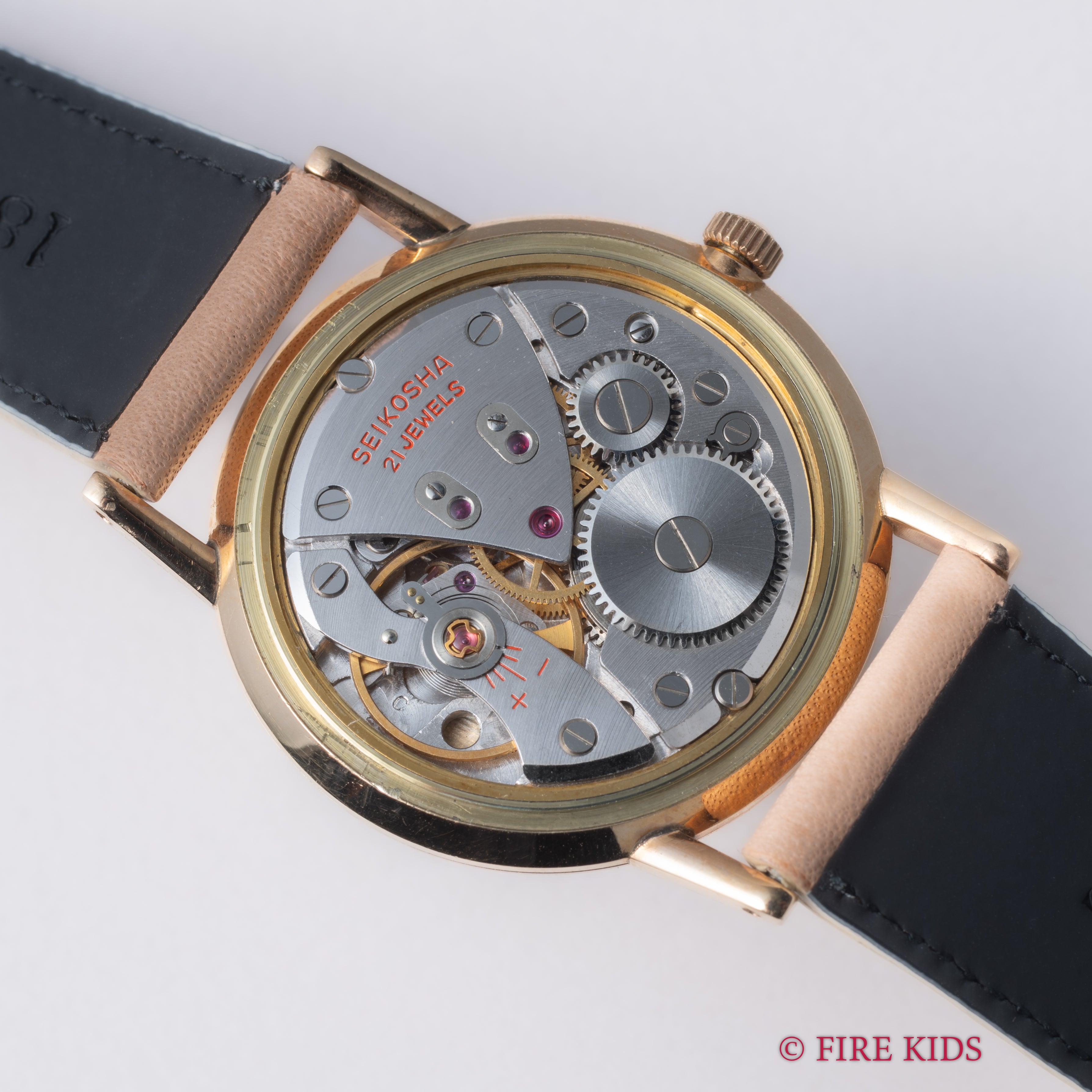 セイコー クロノス 未使用品 1959年製 オリジナル革ベルト タグ付き 21石手巻 14KGF