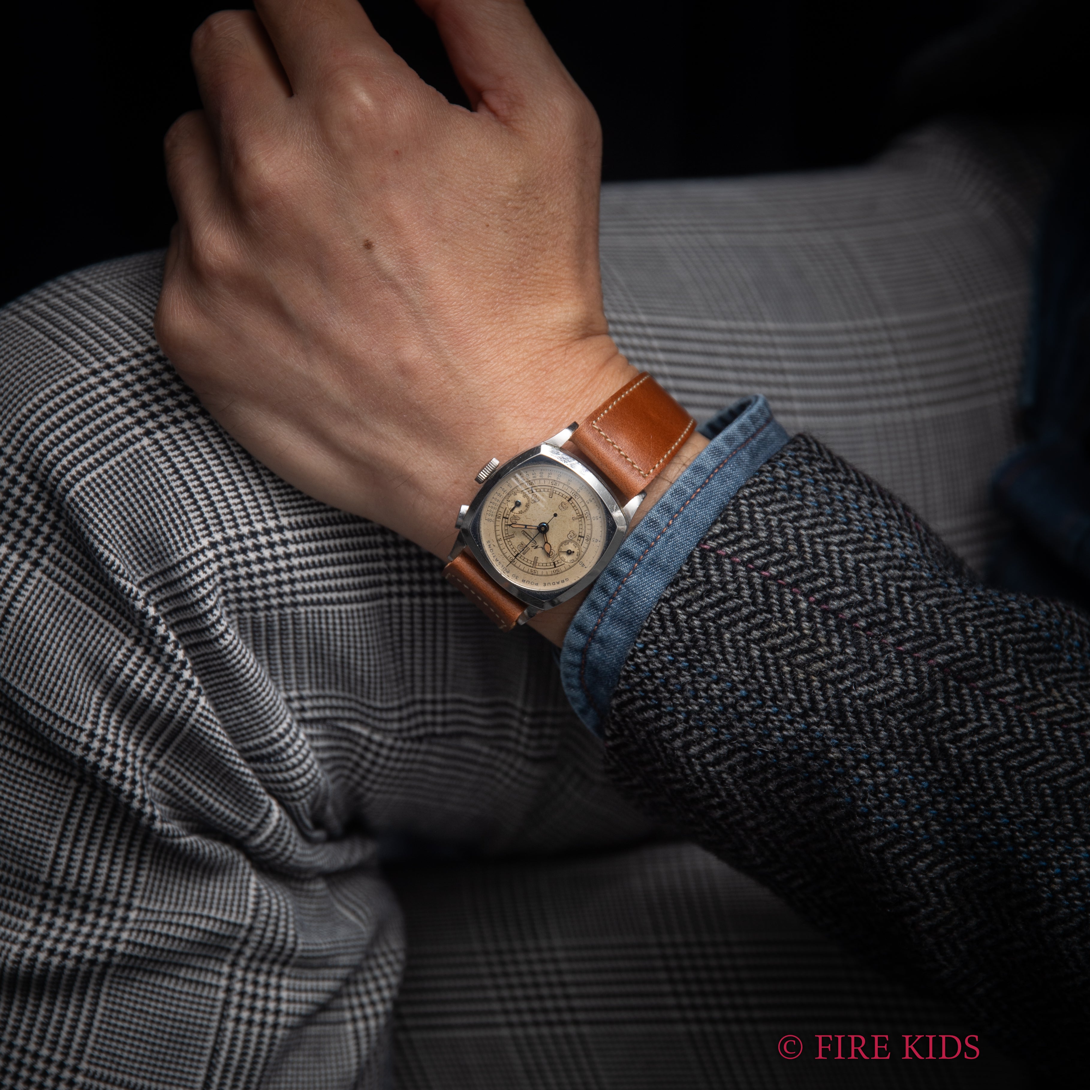 ミネルバ 1940年代製 ドクターズウオッチ Cal.13-20CH ワンプッシュクロノ ステンレスクッションケース