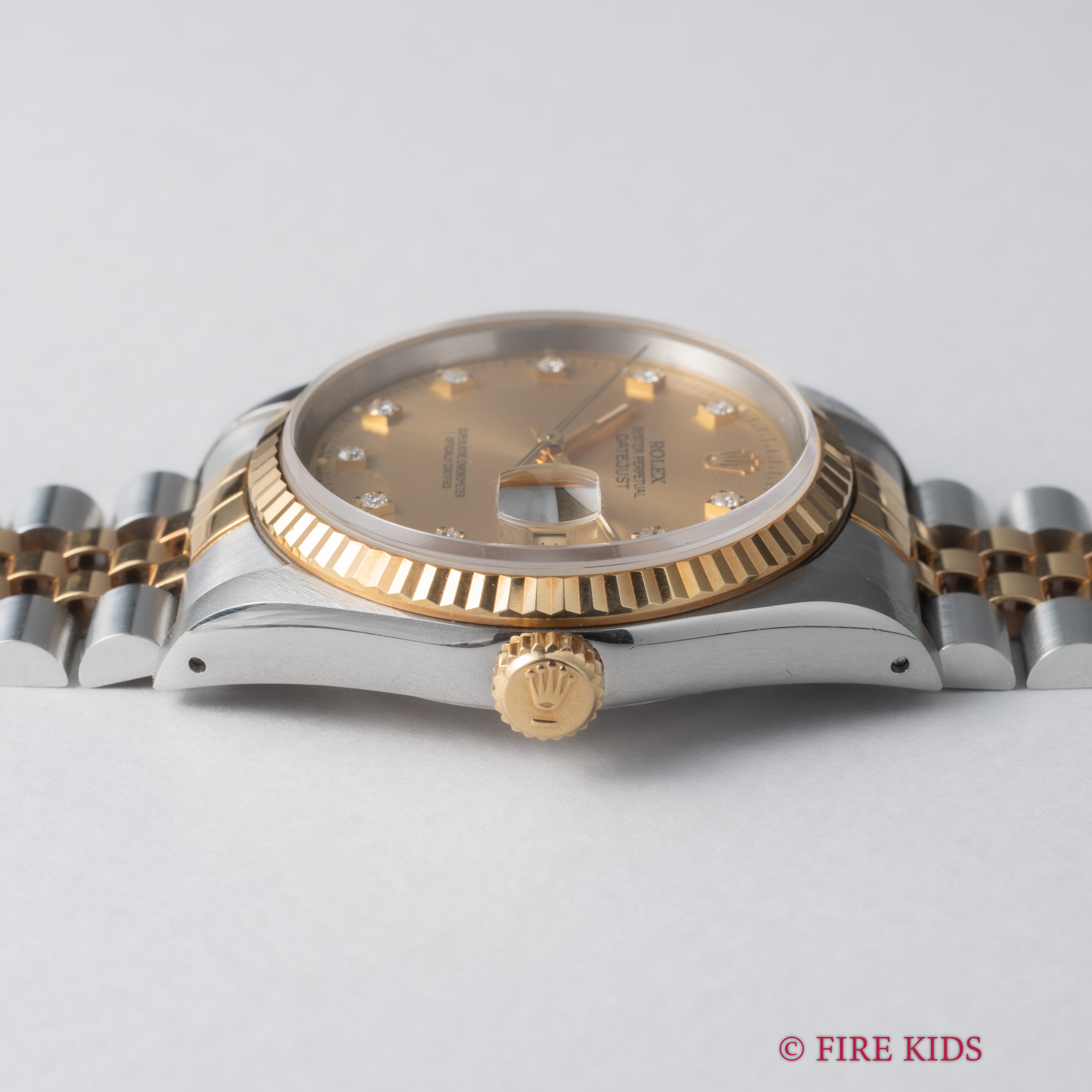 ロレックス デイトジャストコンビ 1990~91年製 10Pダイヤ Ref.16233G シャンパンダイヤル ギャラ、タグ付