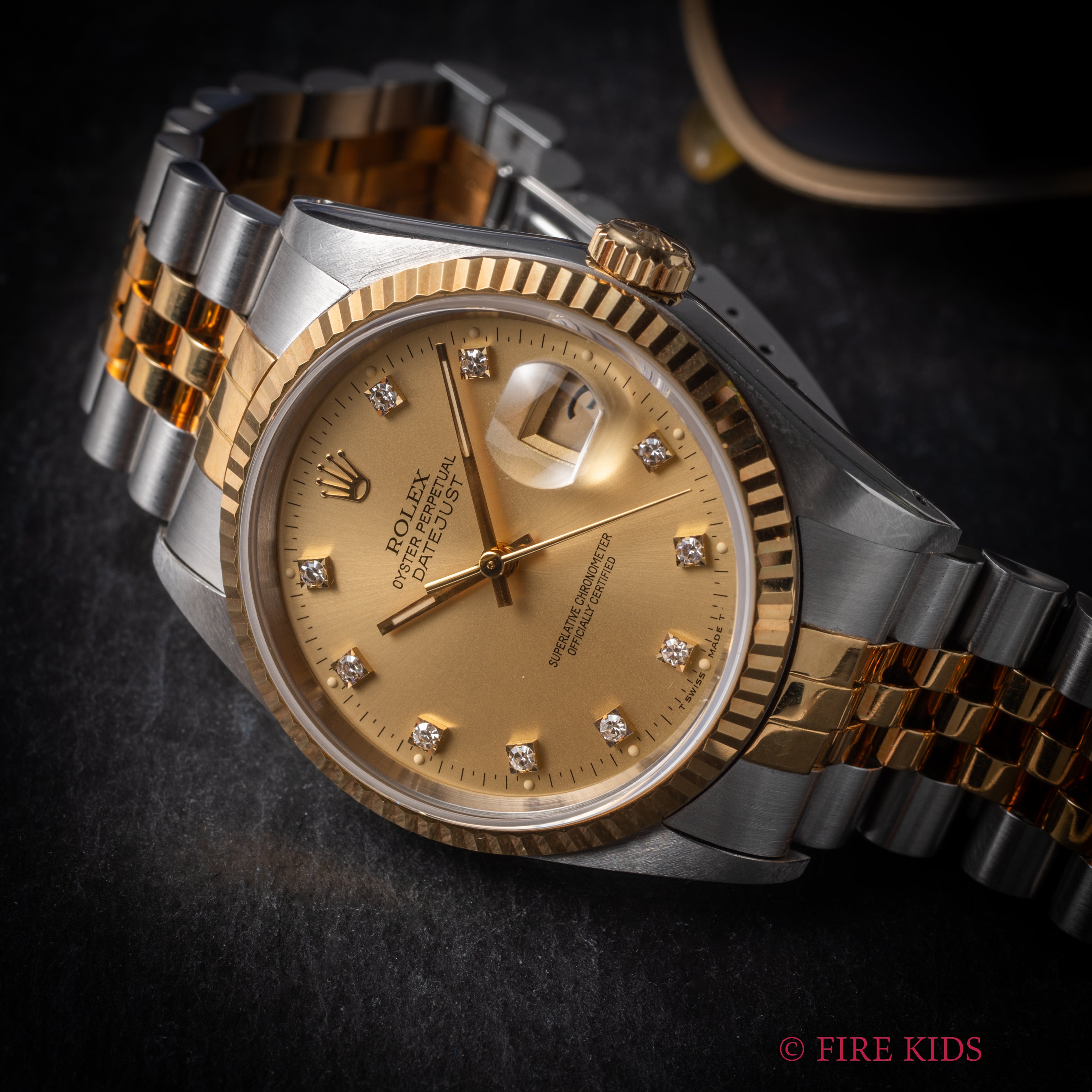 ロレックス デイトジャストコンビ 1990~91年製 10Pダイヤ Ref.16233G シャンパンダイヤル ギャラ、タグ付