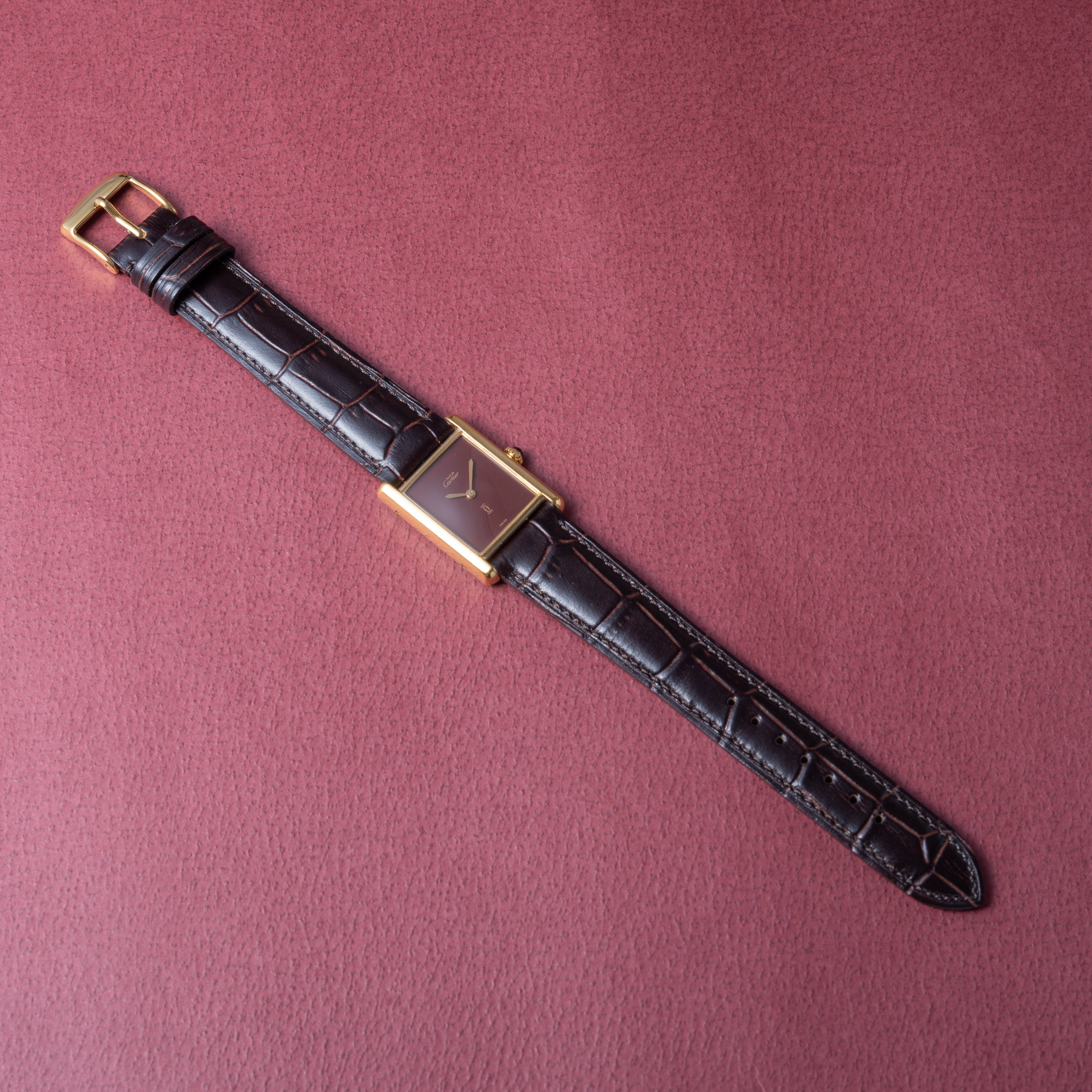 カルティエ マストタンク LMサイズ 1980年代製 ボルドーダイヤル