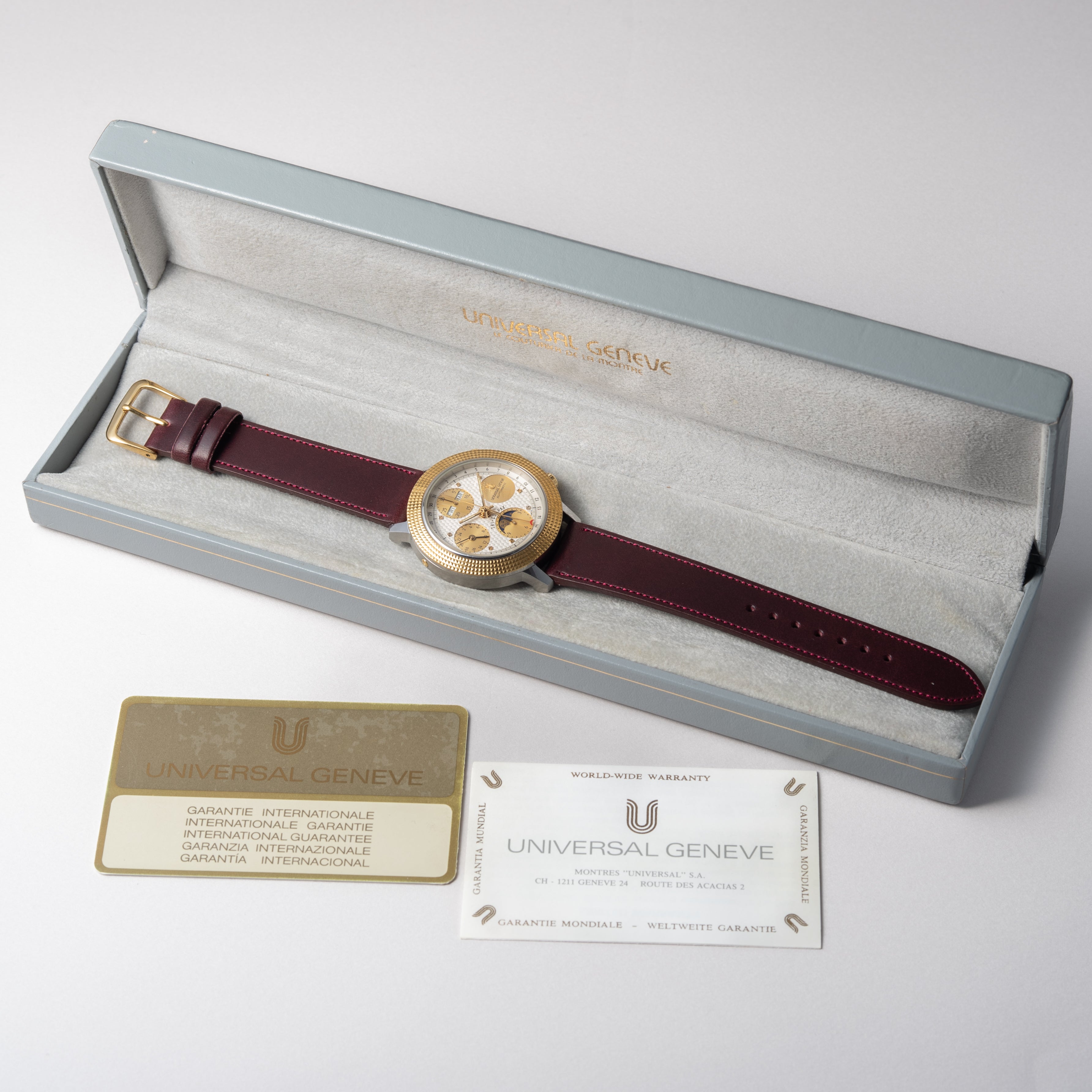 ユニバーサルジュネーブ トリコンパックス 1980年代 コンビ 箱、ギャラ付き