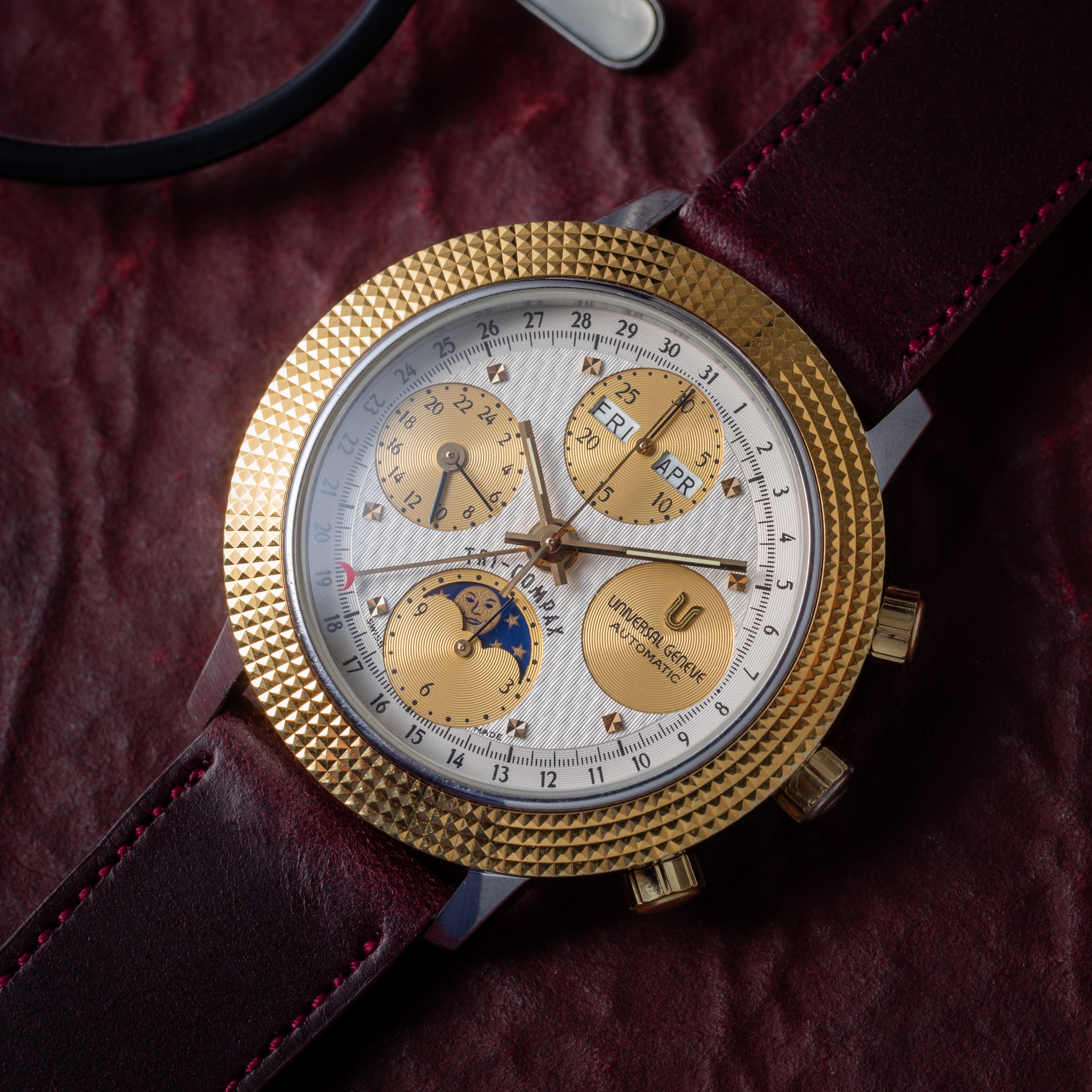 ユニバーサルジュネーブ トリコンパックス 1980年代 コンビ 箱、ギャラ付き