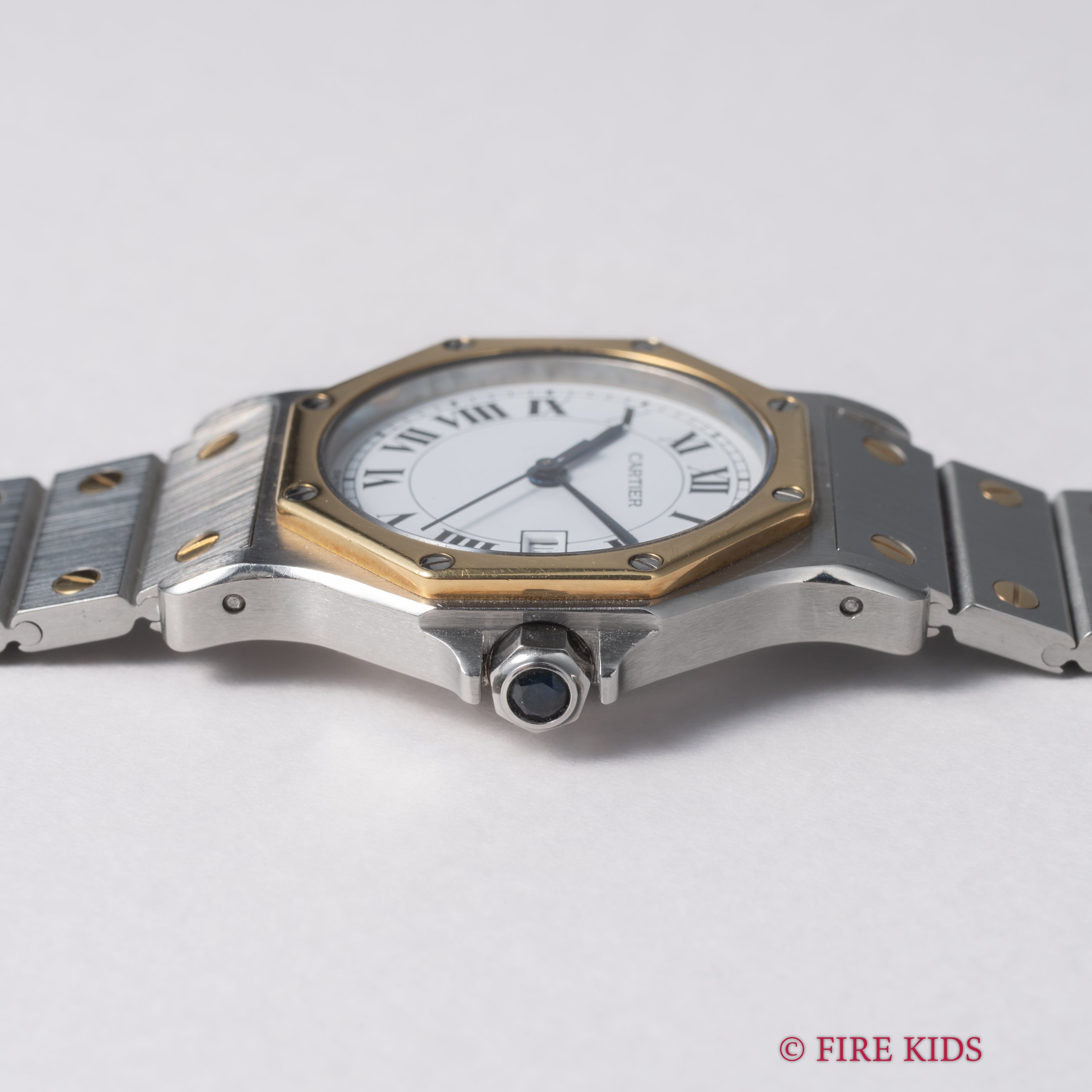 カルティエ サントスオクタゴン LMサイズ 1980年代製 自動巻 コンビ 純正ブレス