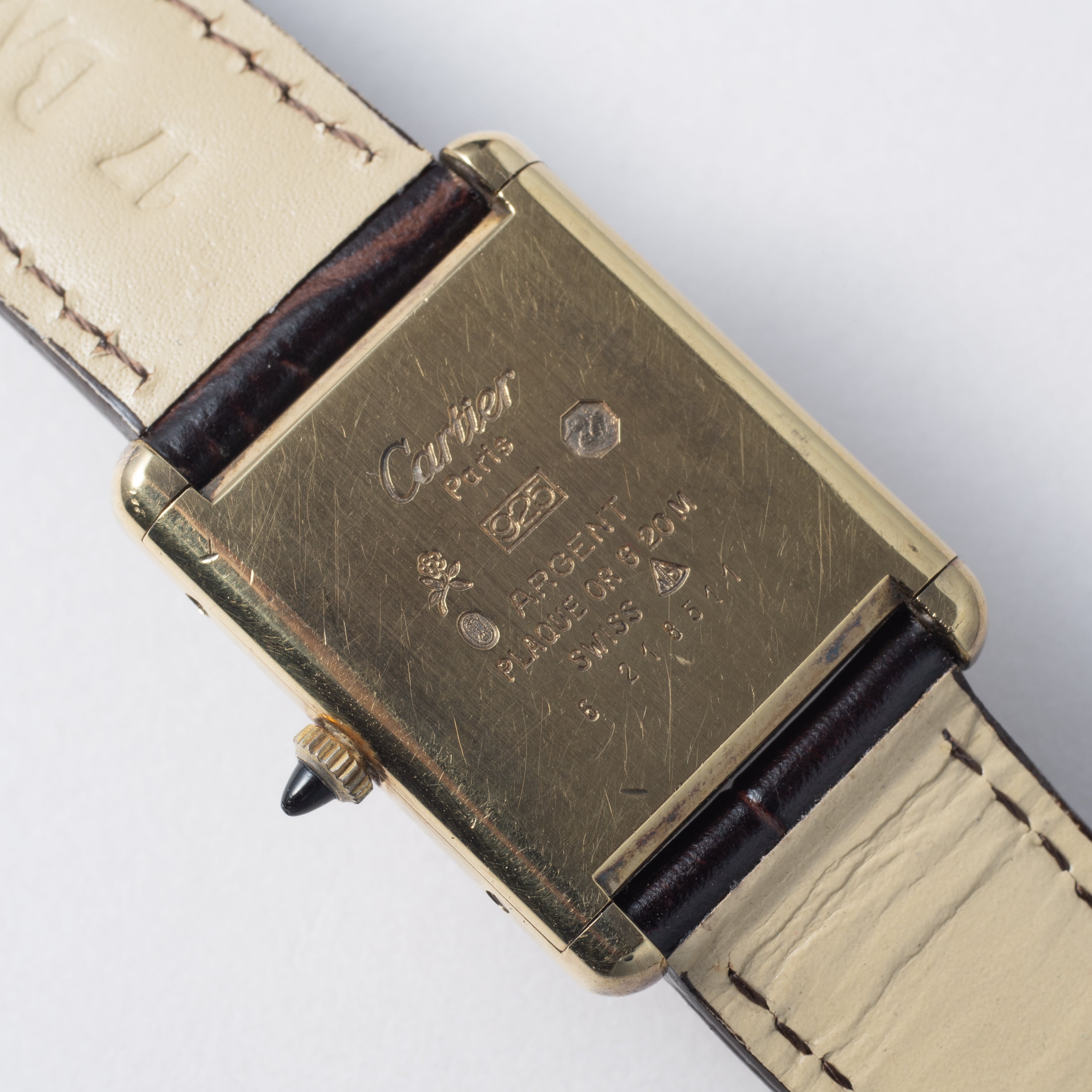 カルティエ マストタンク 1980年代製 LMサイズ ブルーダイヤル 純正尾錠付き