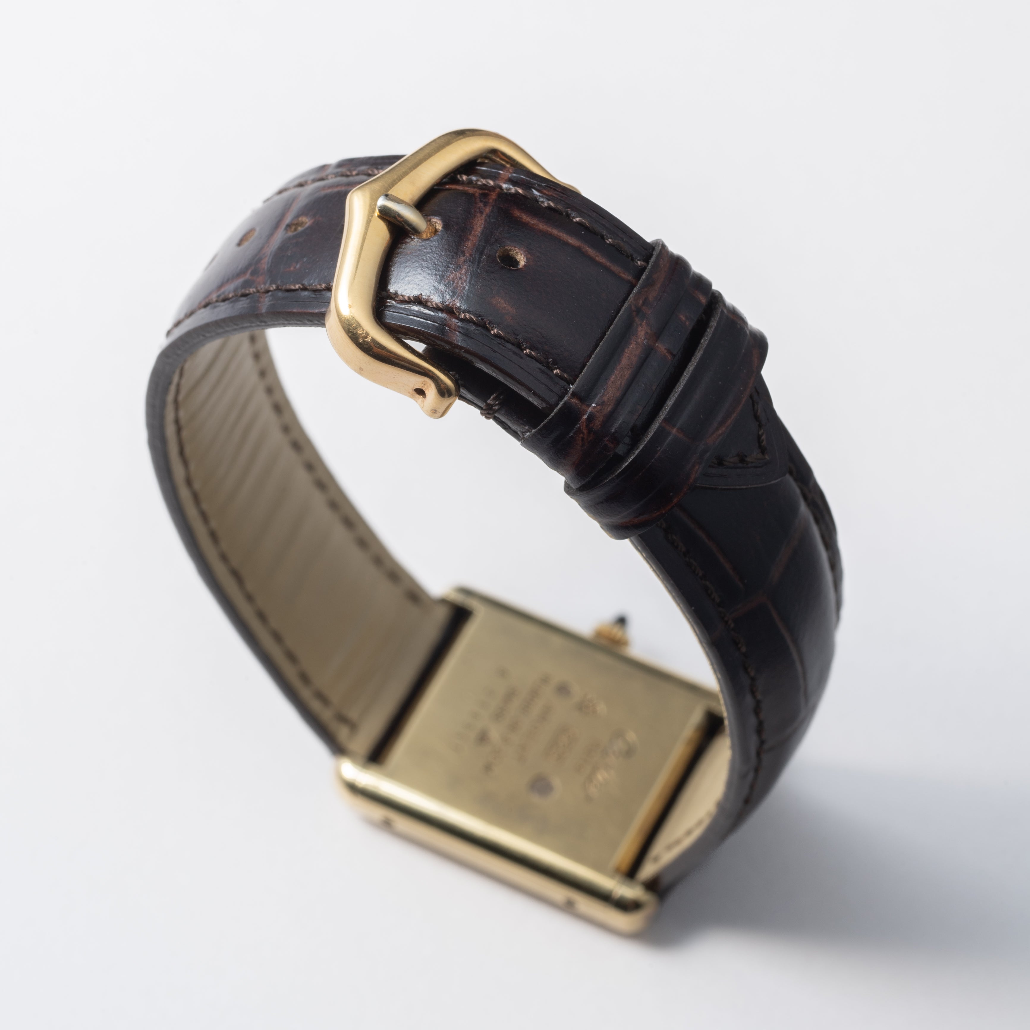 カルティエ マストタンク 1980年代製 LMサイズ ブルーダイヤル 純正尾錠付き