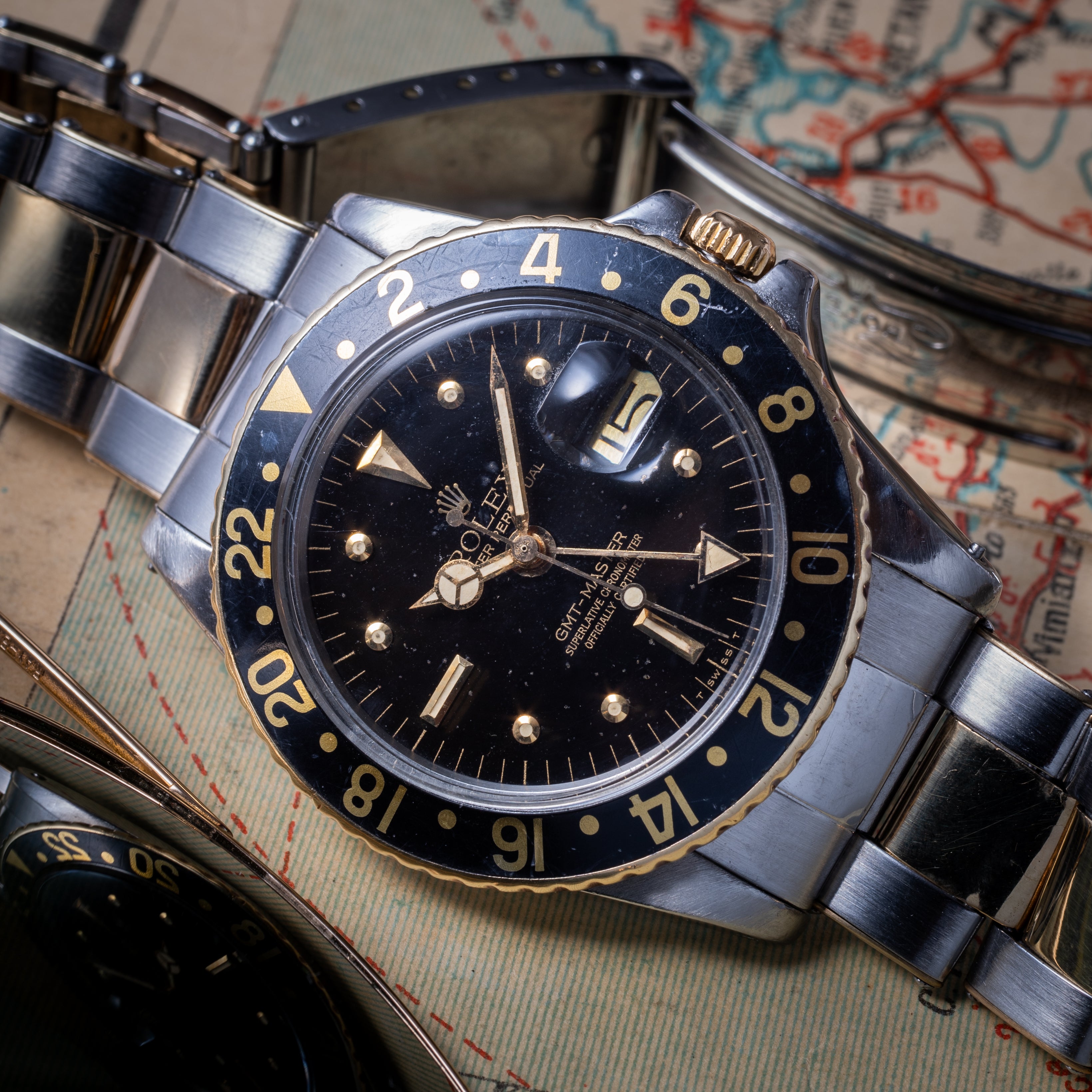 ロレックス 黒ツボ 1978年製 GMTマスター Ref.1675 3連オイスターブレス