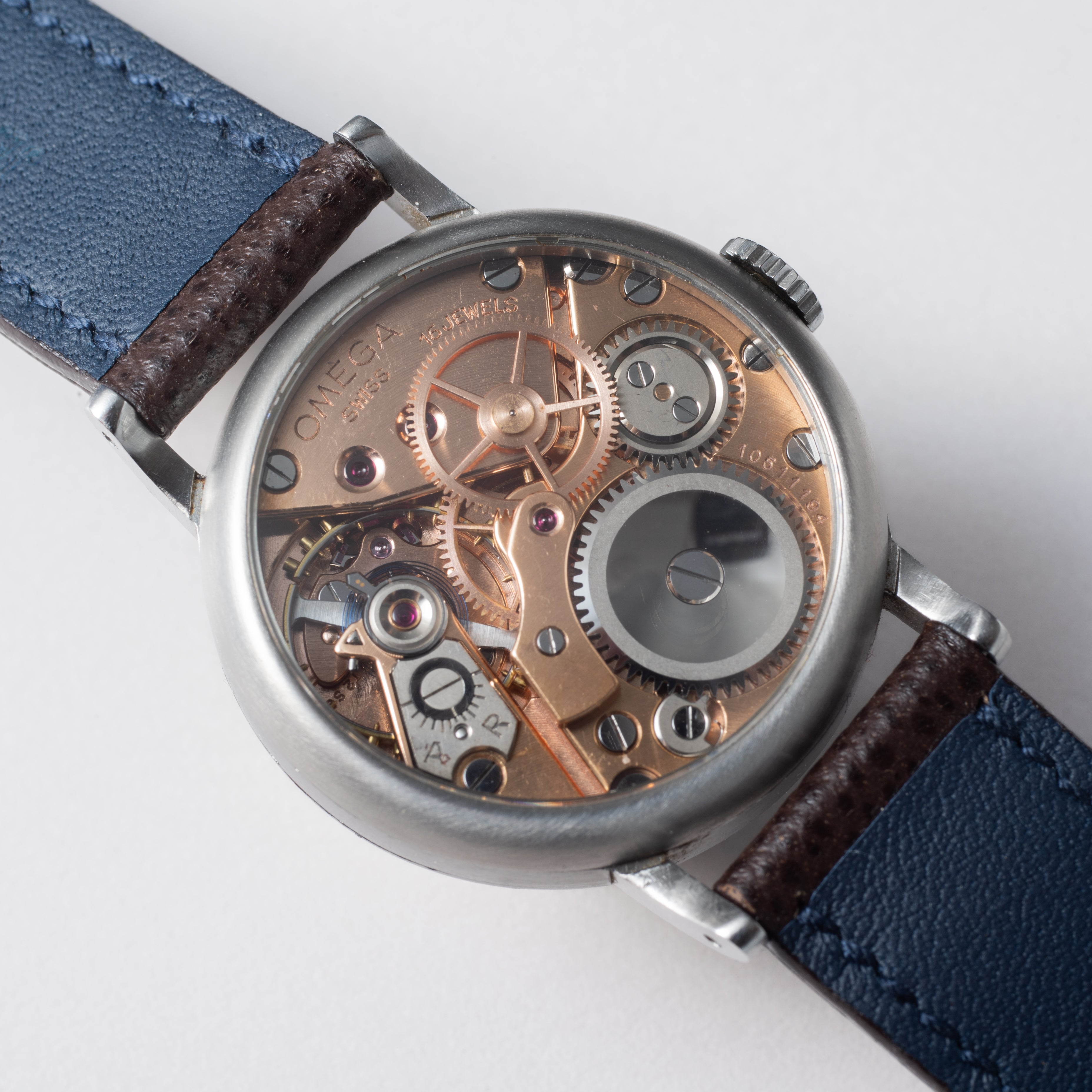 オメガ 30mmキャリバー クロノメーター ステンレスケース 1940年代製 Ref.2365-1 スケルトン裏蓋付き