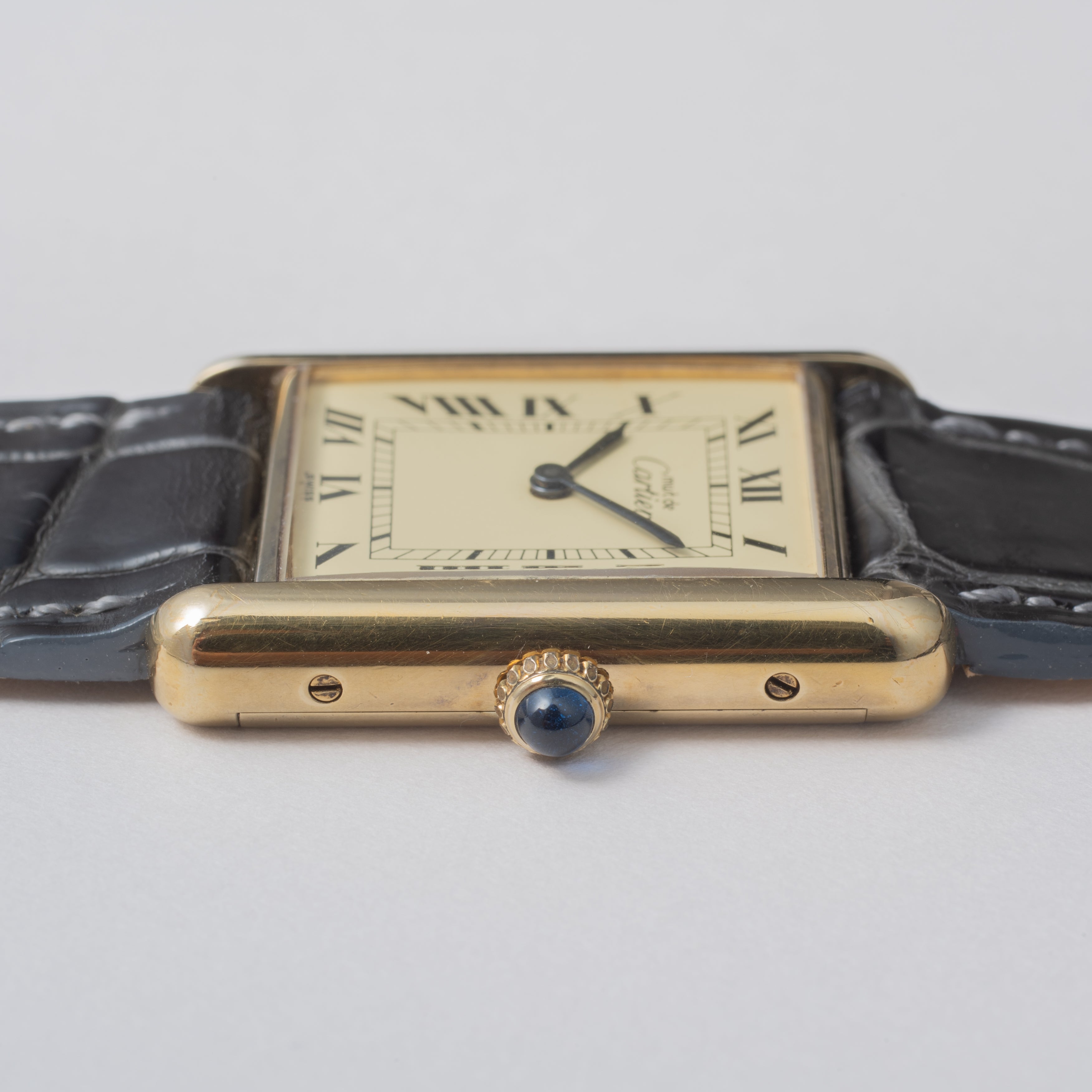 カルティエ マストタンク ローマンダイヤル 1980年代製 LMサイズ 純正Dバックル付き