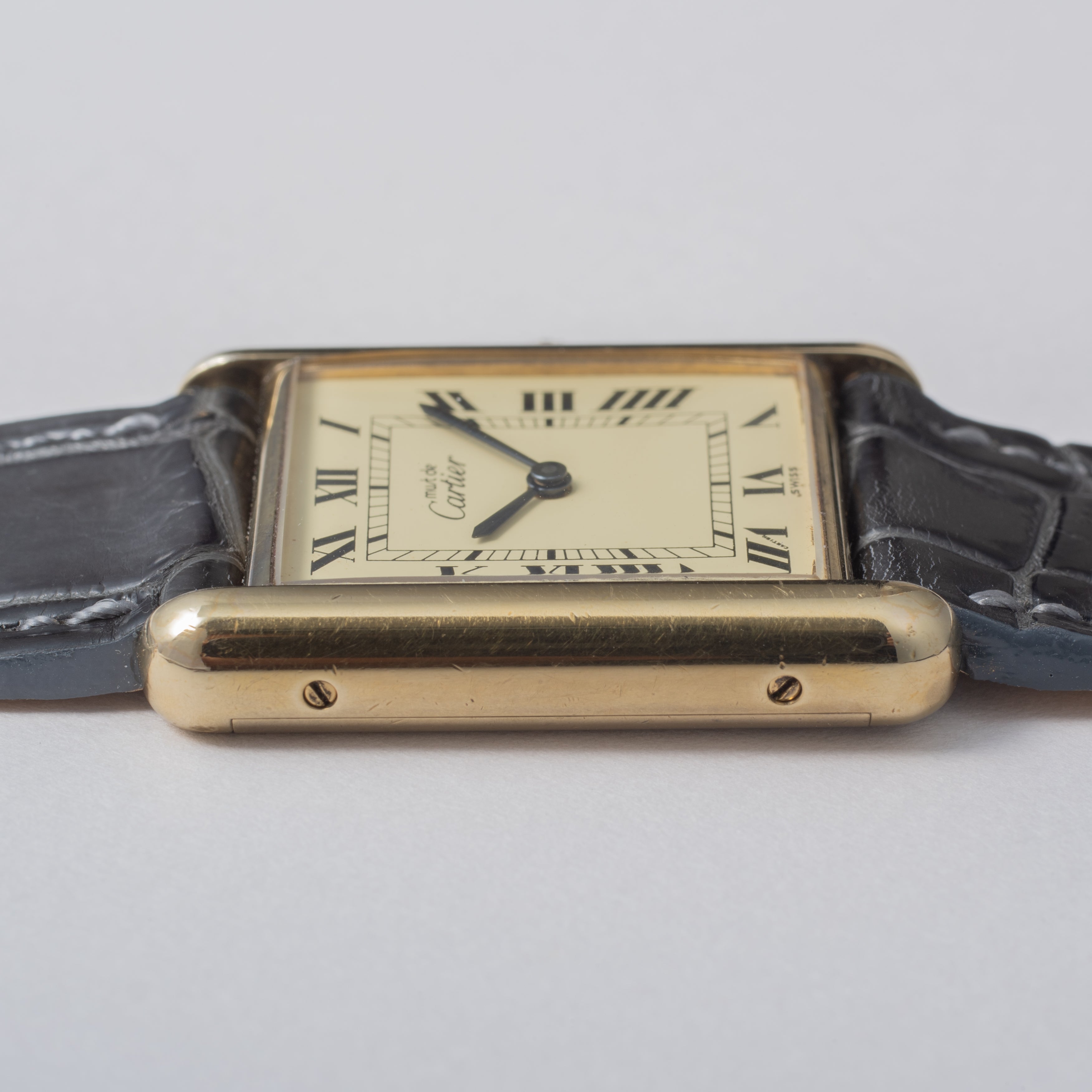 カルティエ マストタンク ローマンダイヤル 1980年代製 LMサイズ 純正Dバックル付き