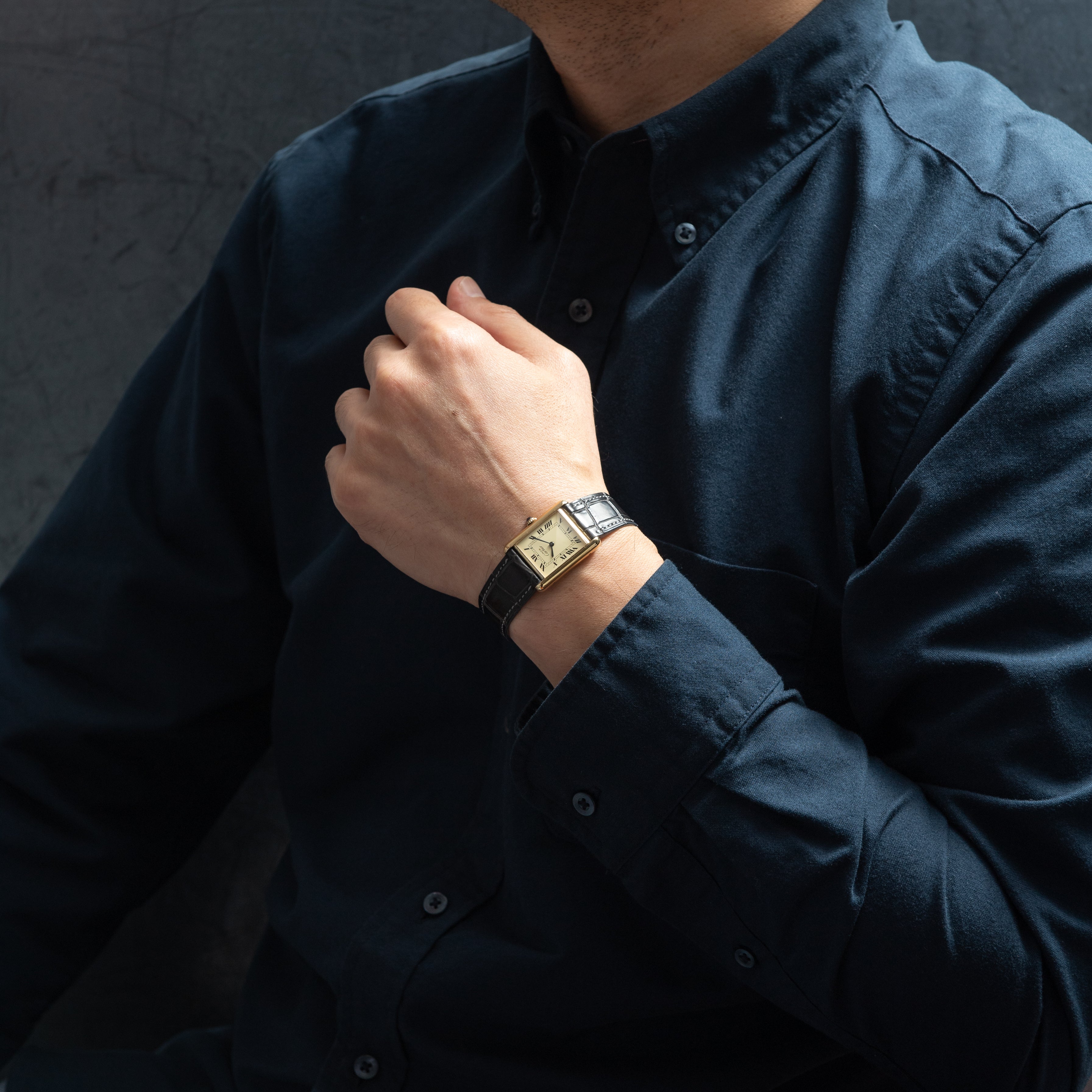 カルティエ マストタンク ローマンダイヤル 1980年代製 LMサイズ 純正Dバックル付き