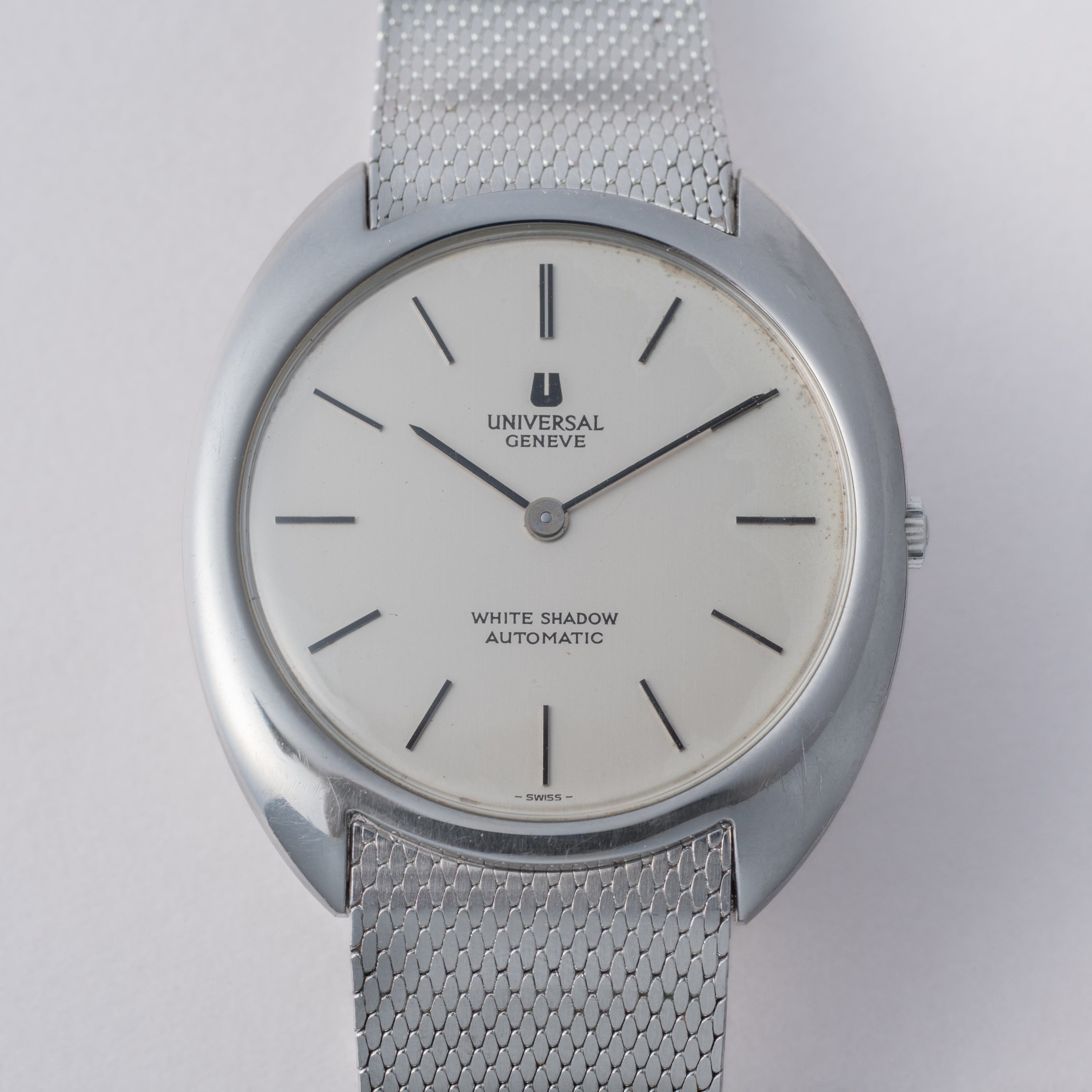 ユニバーサル ジュネーブ ホワイトシャドウ 1970年代製 純正メッシュブレス付き