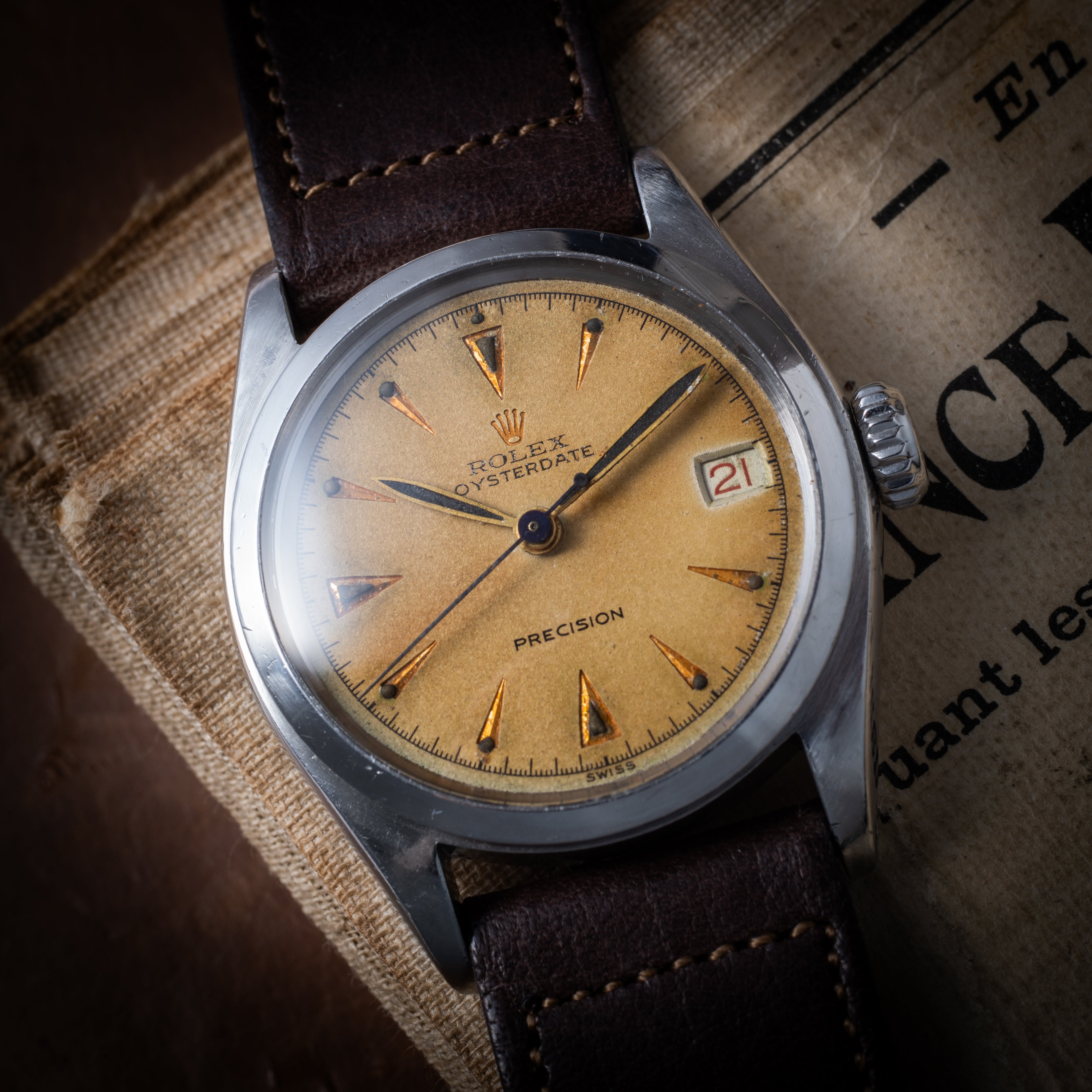 ロレックス オイスターデイト 1953年製 Ref.6066 赤赤カレンダー