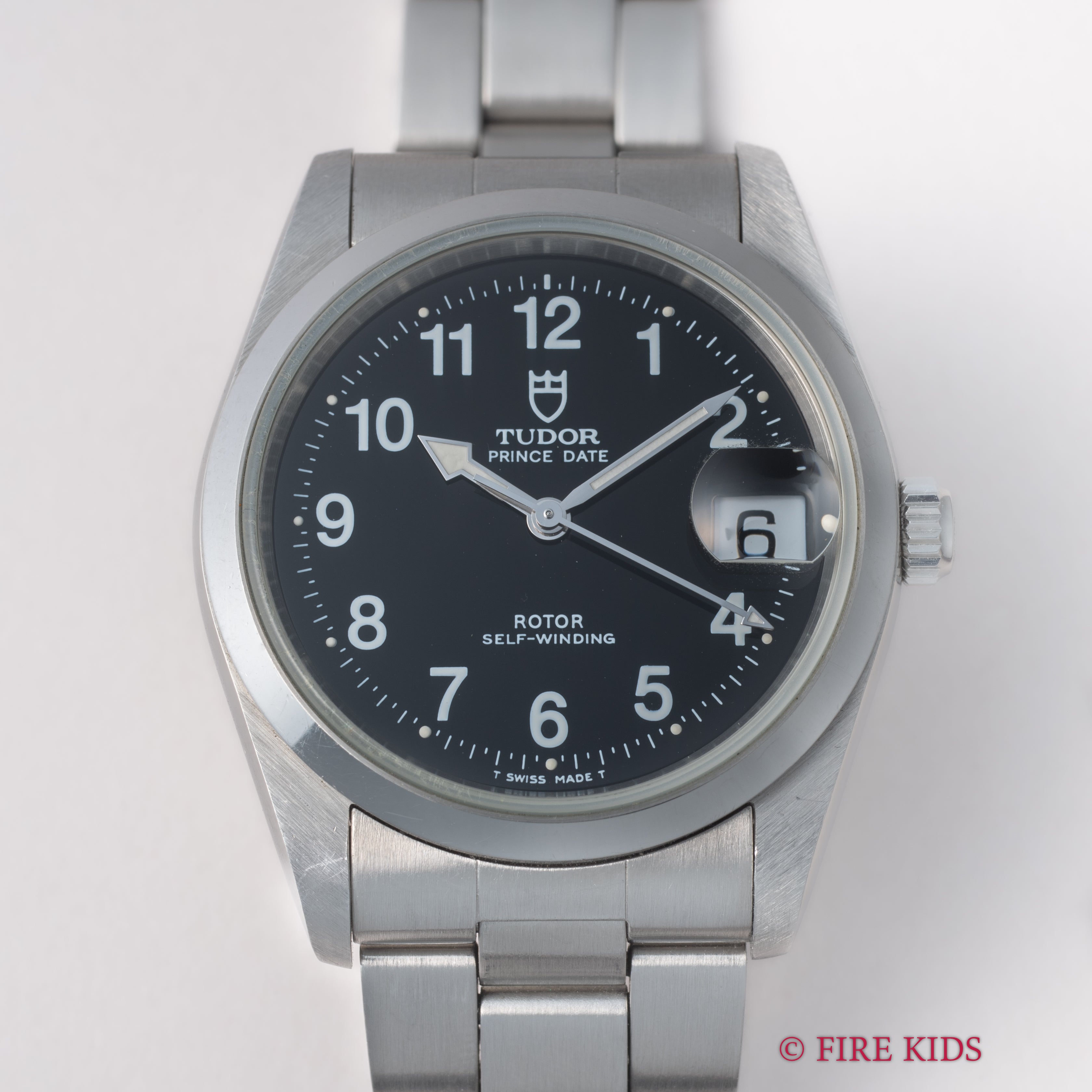 チューダー プリンスデイト 1997年製 ブラックアラビアダイヤル 王冠リューズ 純正ステンレスブレス