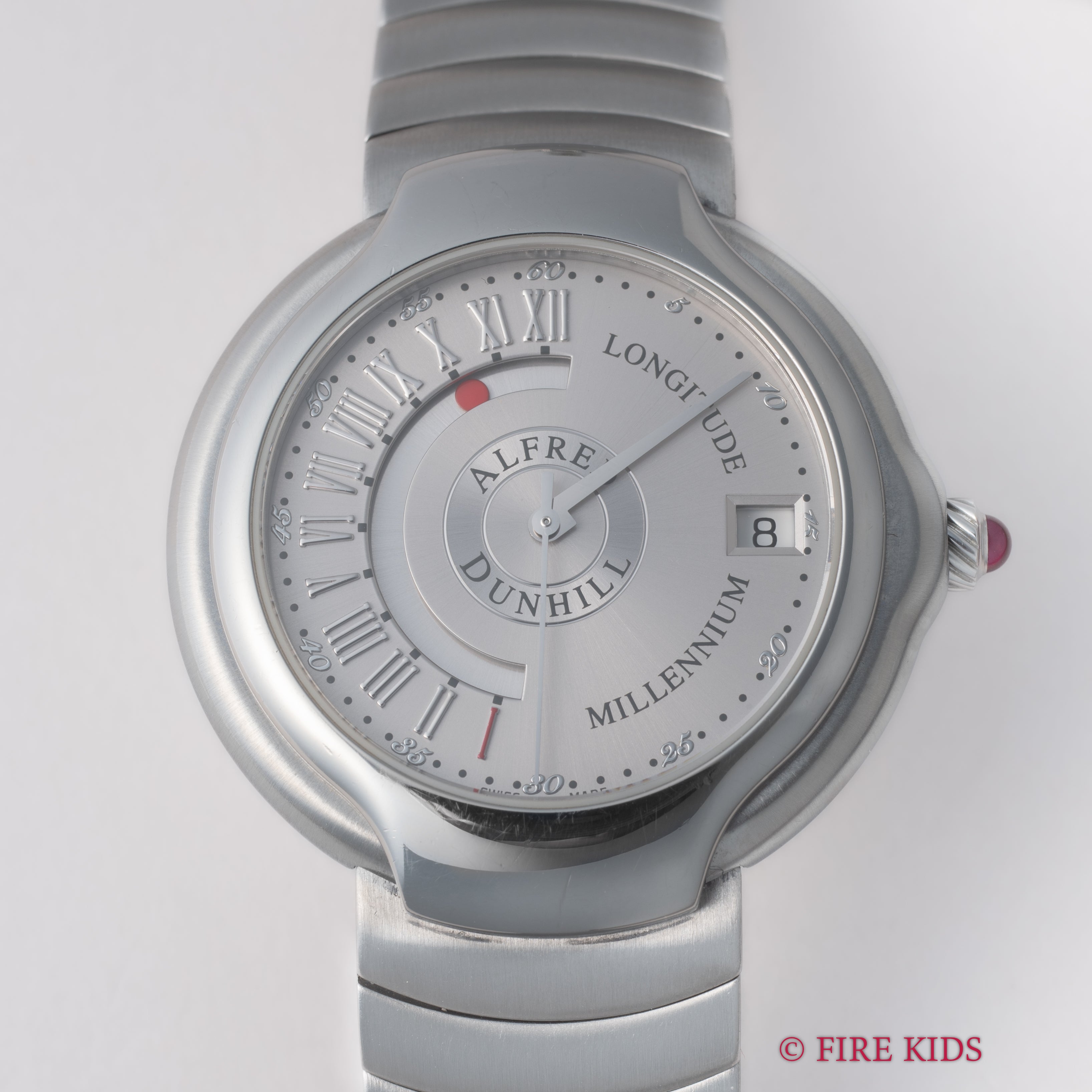 ダンヒル ミレニアム ロンジチュード 自動巻き 1999年製 シルバーダイヤル 純正ブレス付き