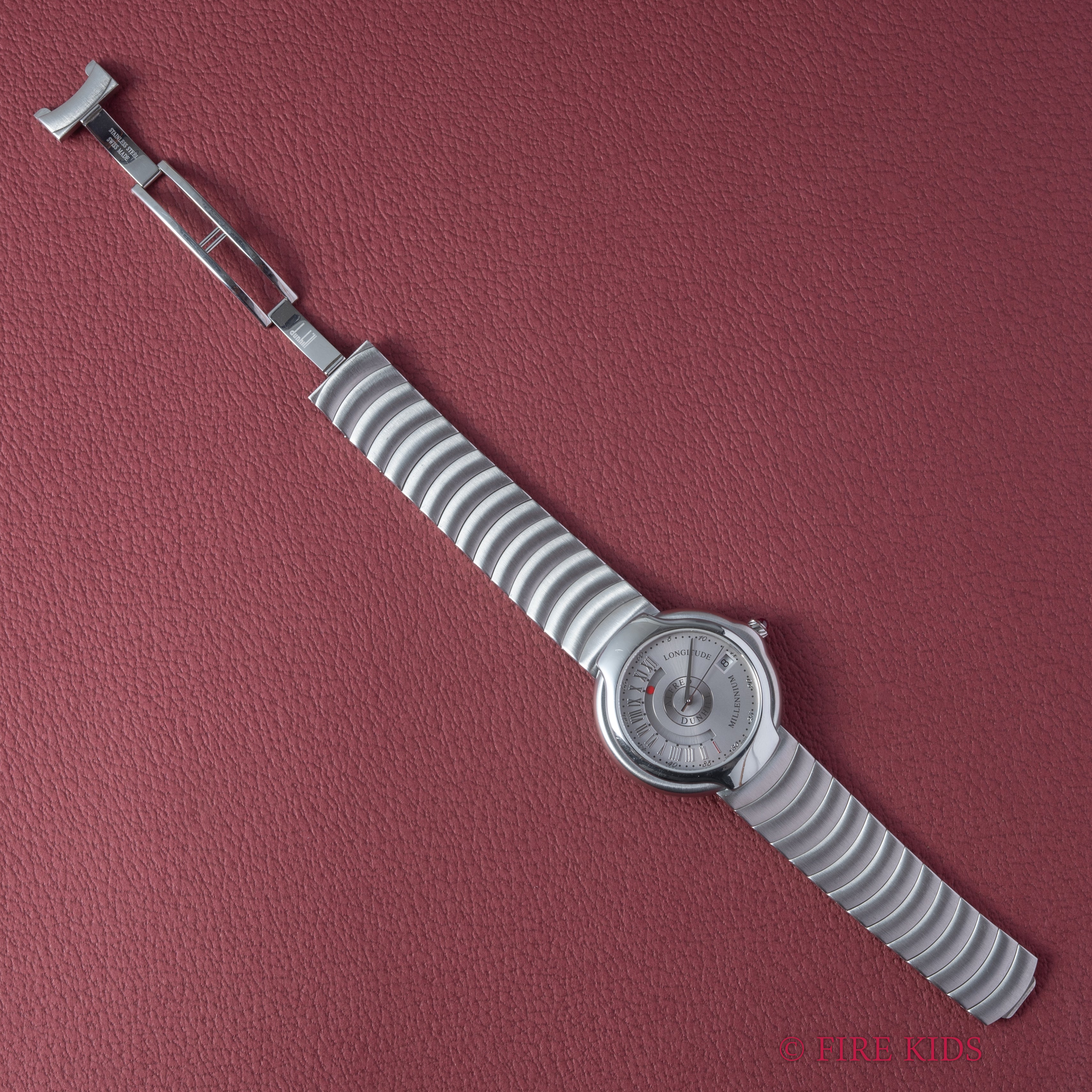 ダンヒル ミレニアム ロンジチュード 自動巻き 1999年製 シルバーダイヤル 純正ブレス付き