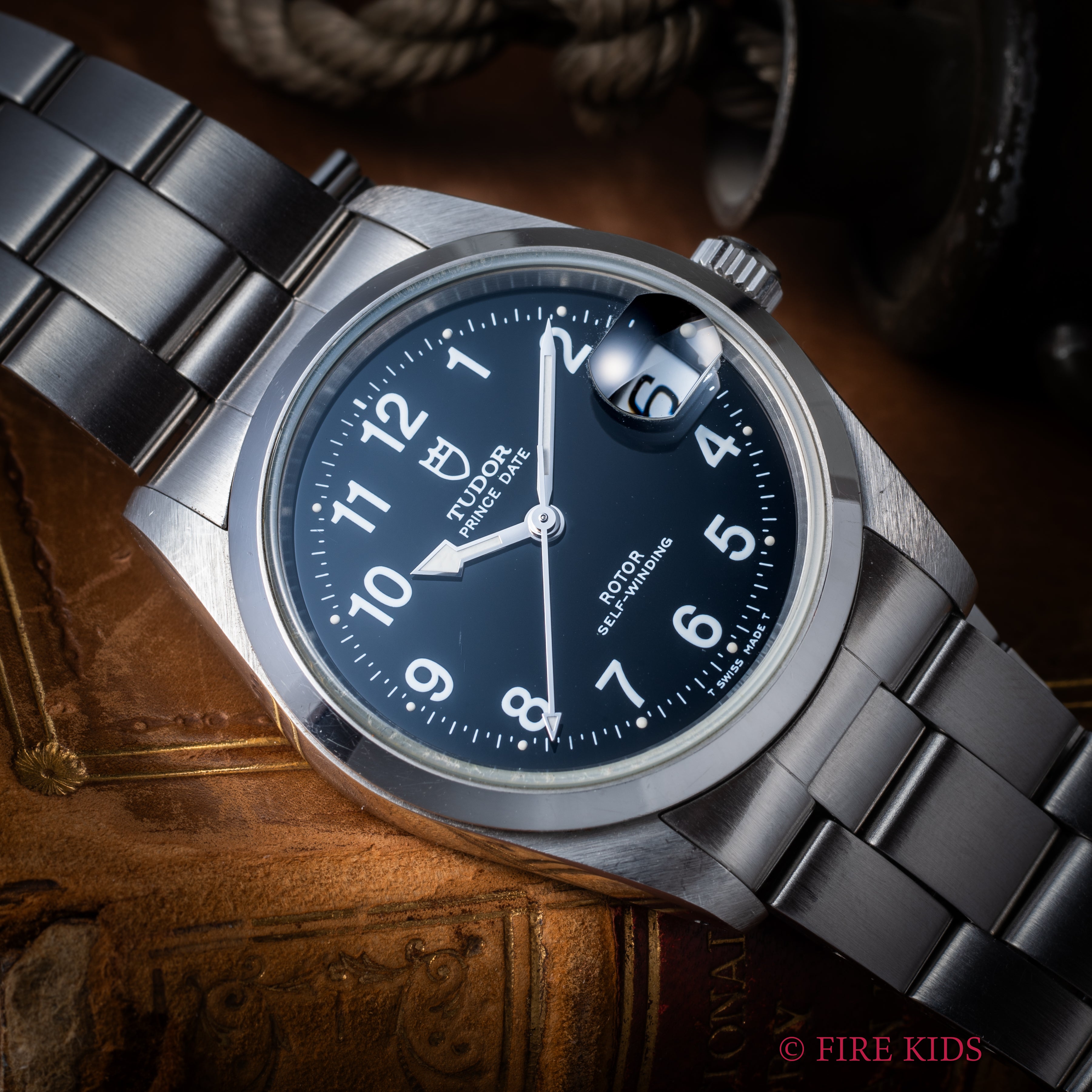 チューダー プリンスデイト 1997年製 ブラックアラビアダイヤル 王冠リューズ 純正ステンレスブレス