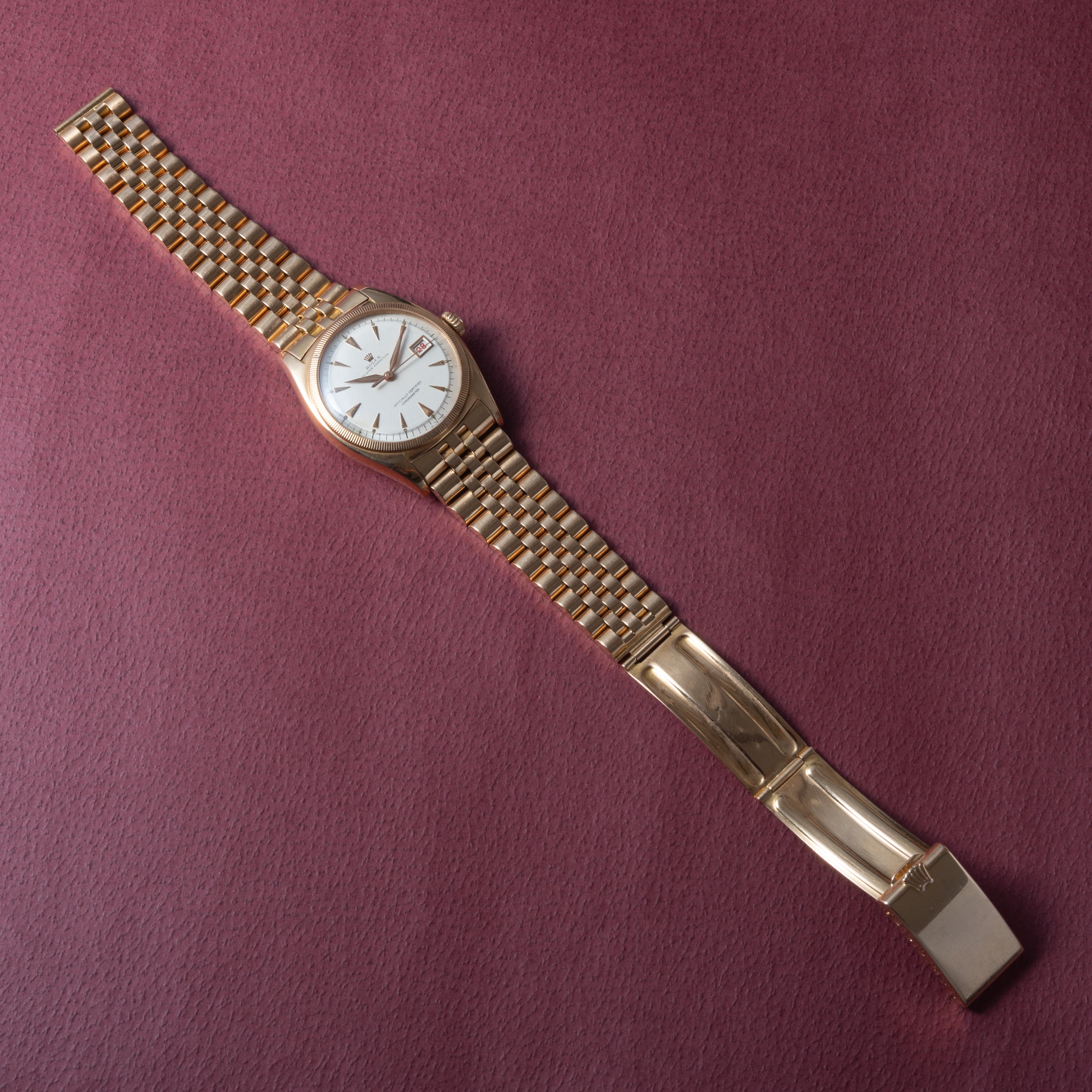 ロレックス オイスターパーペチュアルデイト ovettone 1950年代製 Ref.6075 18金ピンクゴールド 純正ブレス付き