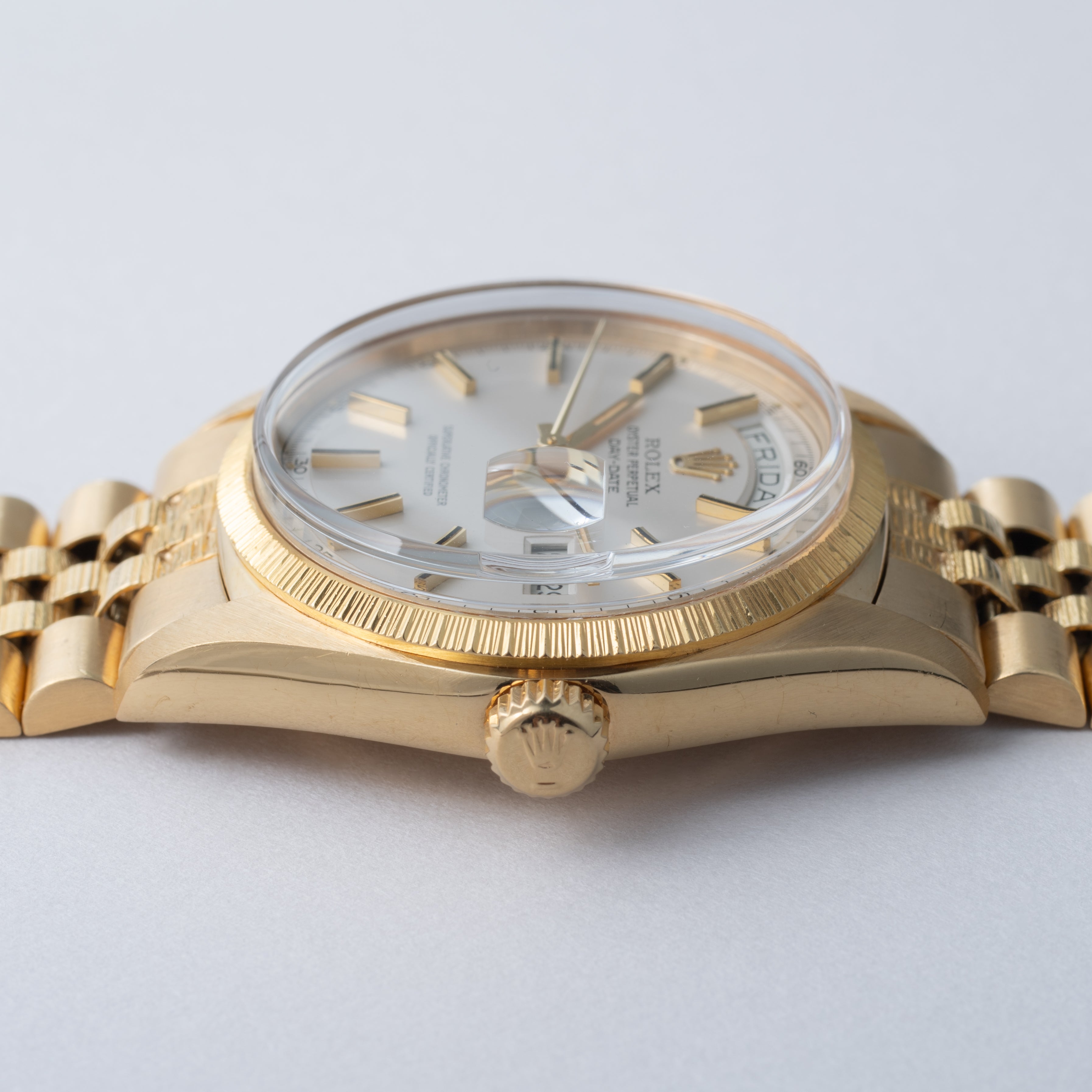 ロレックス デイデイト 1973年製 Ref.1807 18金イエローゴールド バークベゼル、ブレス