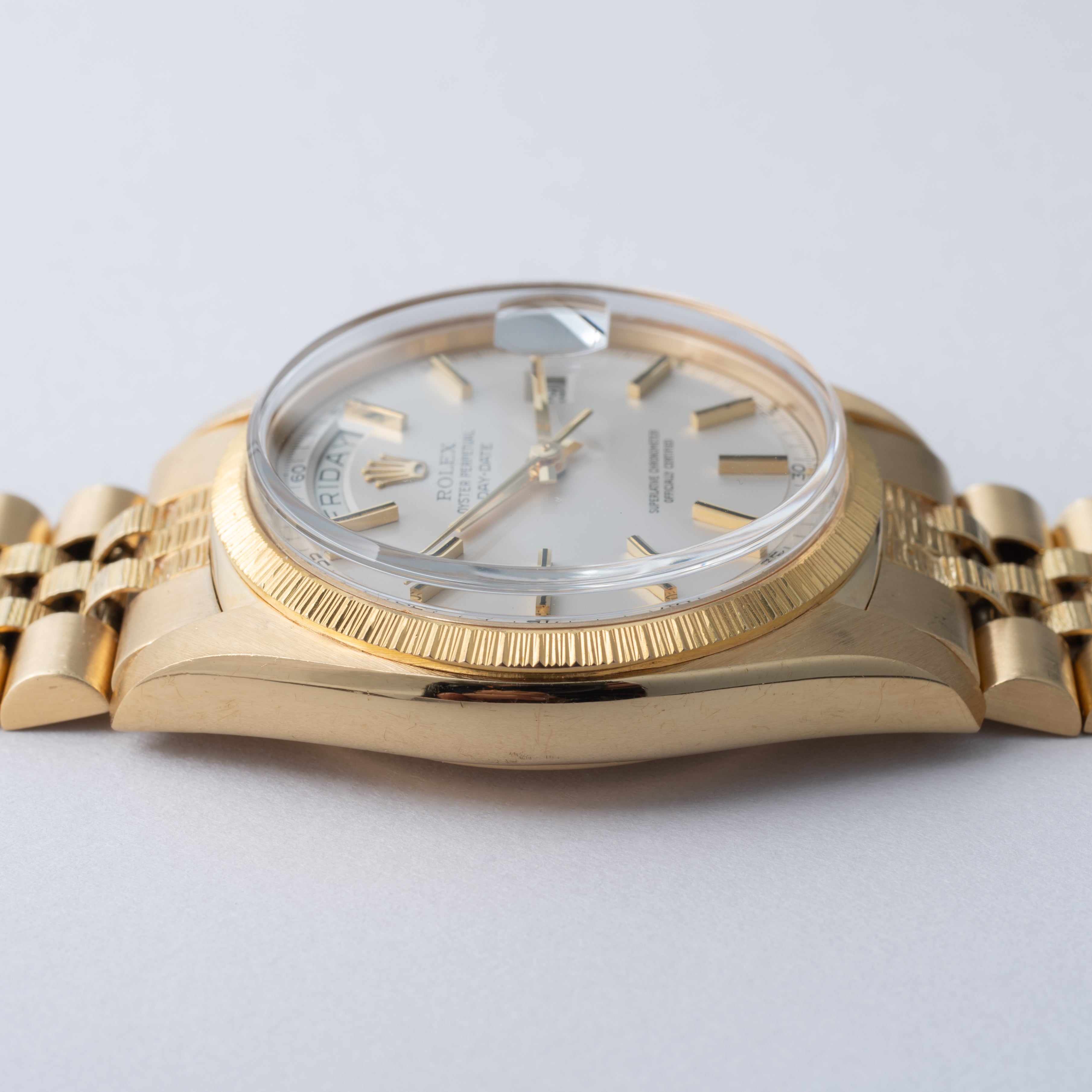 ロレックス デイデイト 1973年製 Ref.1807 18金イエローゴールド バークベゼル、ブレス