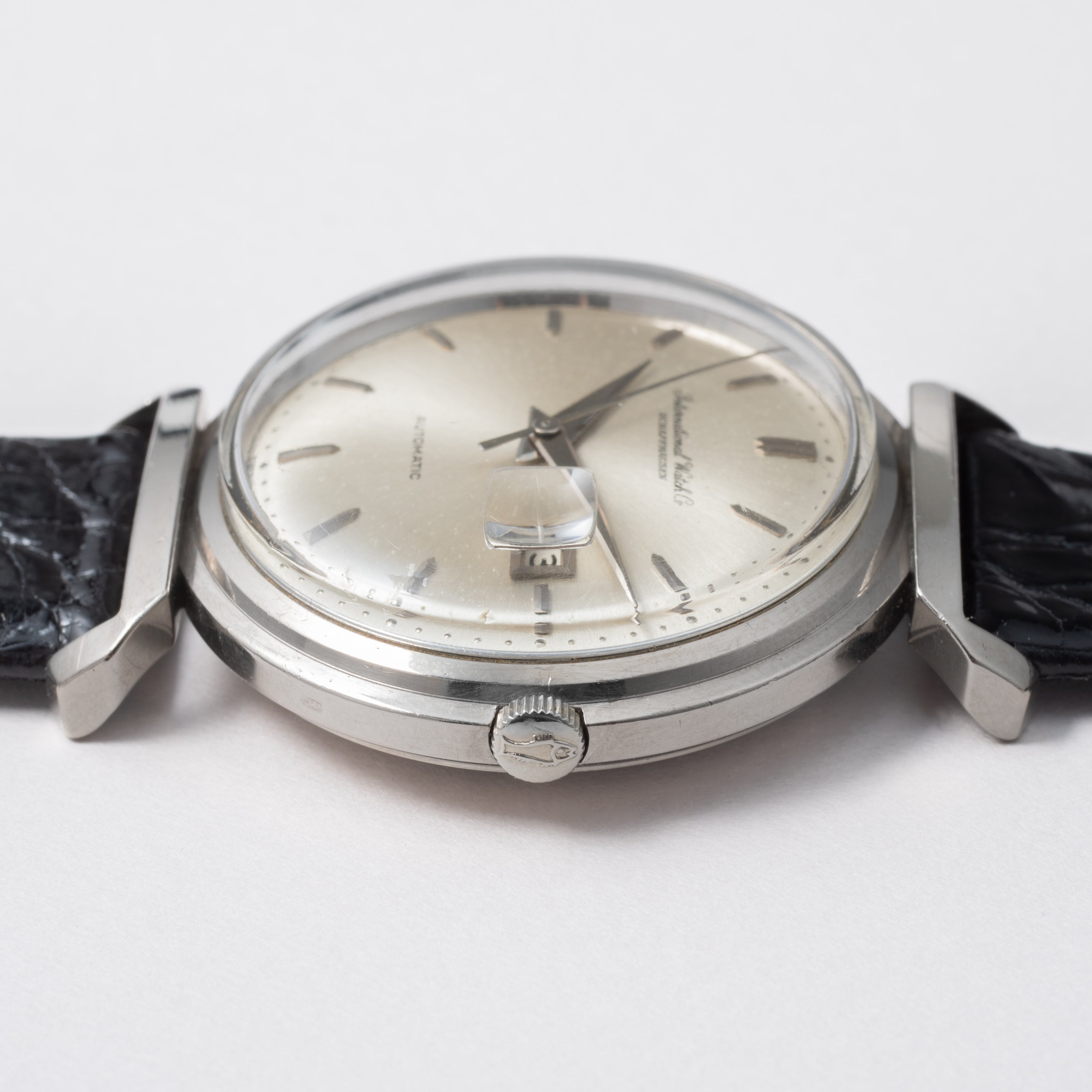 IWC デラックス 1963年製 18金無垢ホワイトゴールド 寄り目 ペラトン式自動巻きCal.8531 お魚リューズ