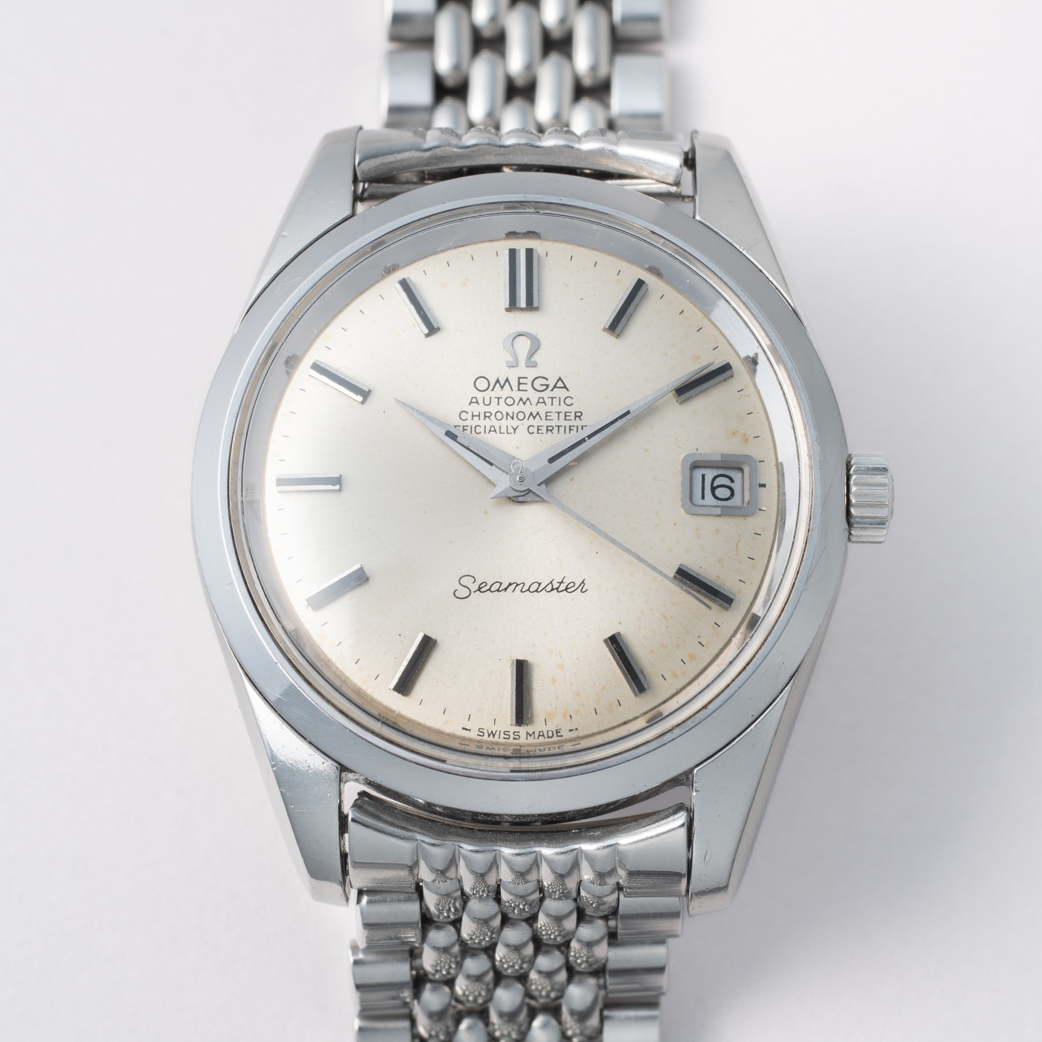 オメガ シーマスター クロノメーター 1970年製 Ref.166010SP シルバーダイヤル ブレス付き