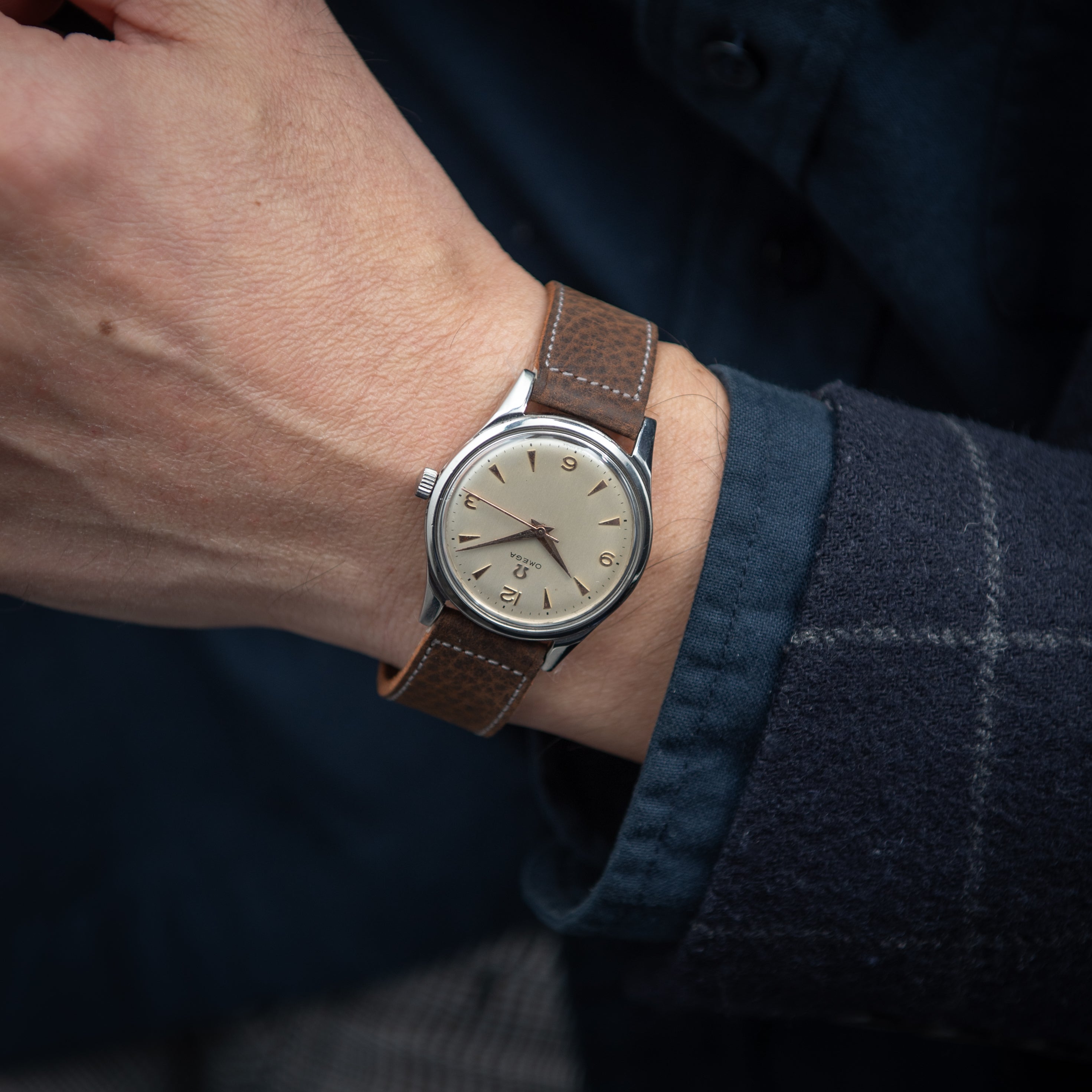 オメガ 33㎜ラウンドケース 1950年製 手巻き Cal.371 オリジナルアイボリーダイヤル