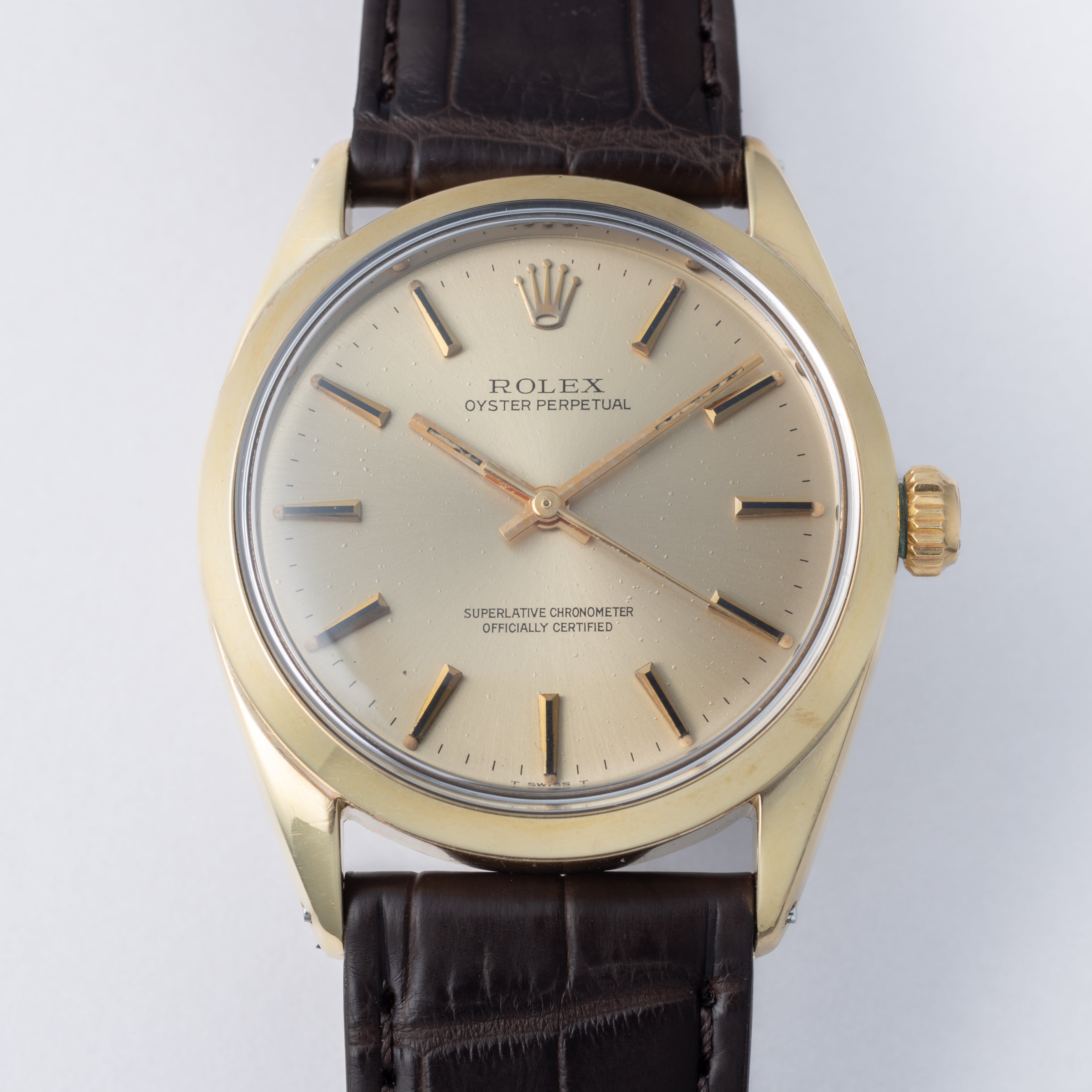 ロレックス オイスターパーペチュアル 1969年製 Ref.1024 ノンデイト シャンパンゴールド 純正尾錠付き