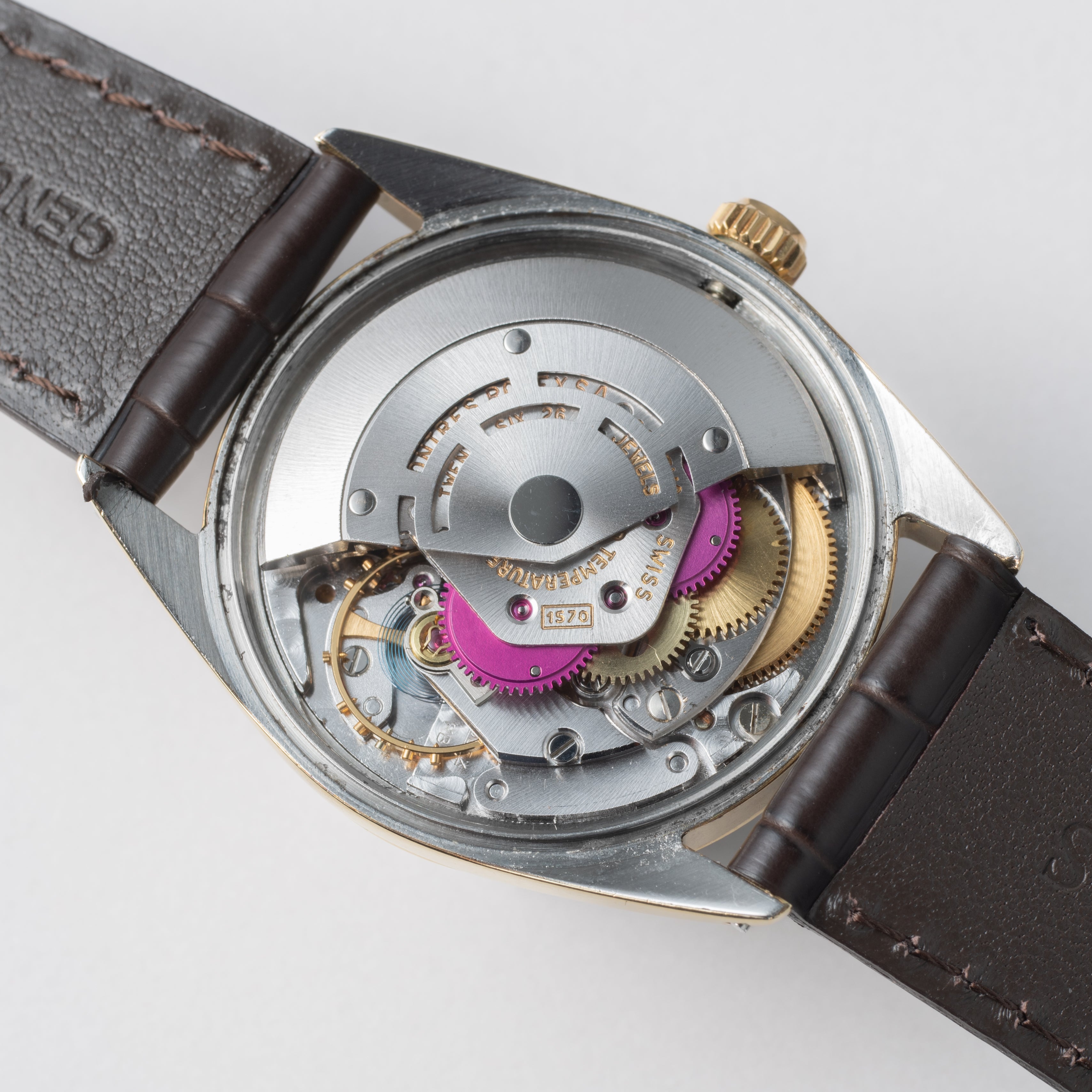 ロレックス オイスターパーペチュアル 1969年製 Ref.1024 ノンデイト シャンパンゴールド 純正尾錠付き