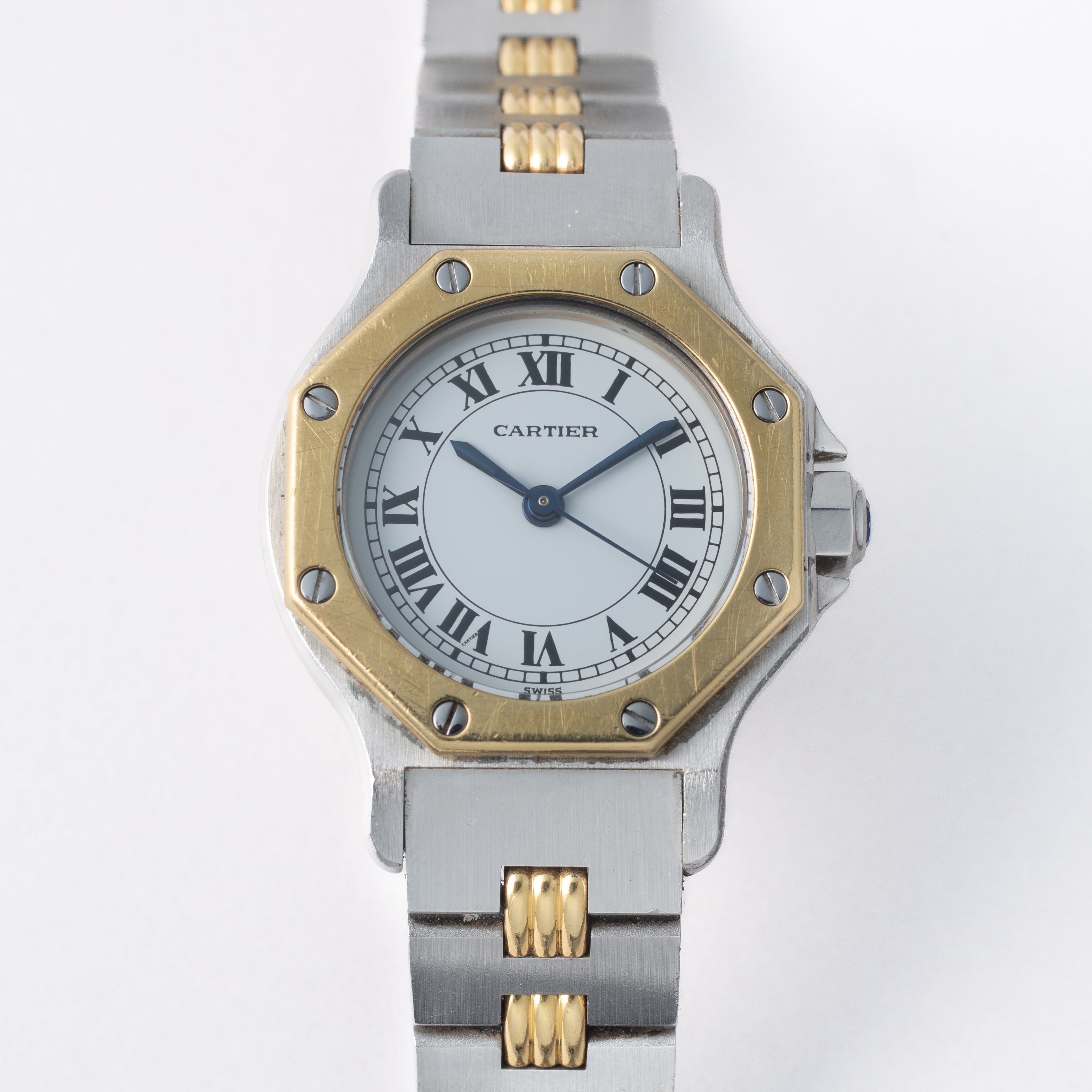 カルティエ サントス オクタゴン 1980年代製 Ref.0907 コンビ SMサイズ ゴドロンブレス