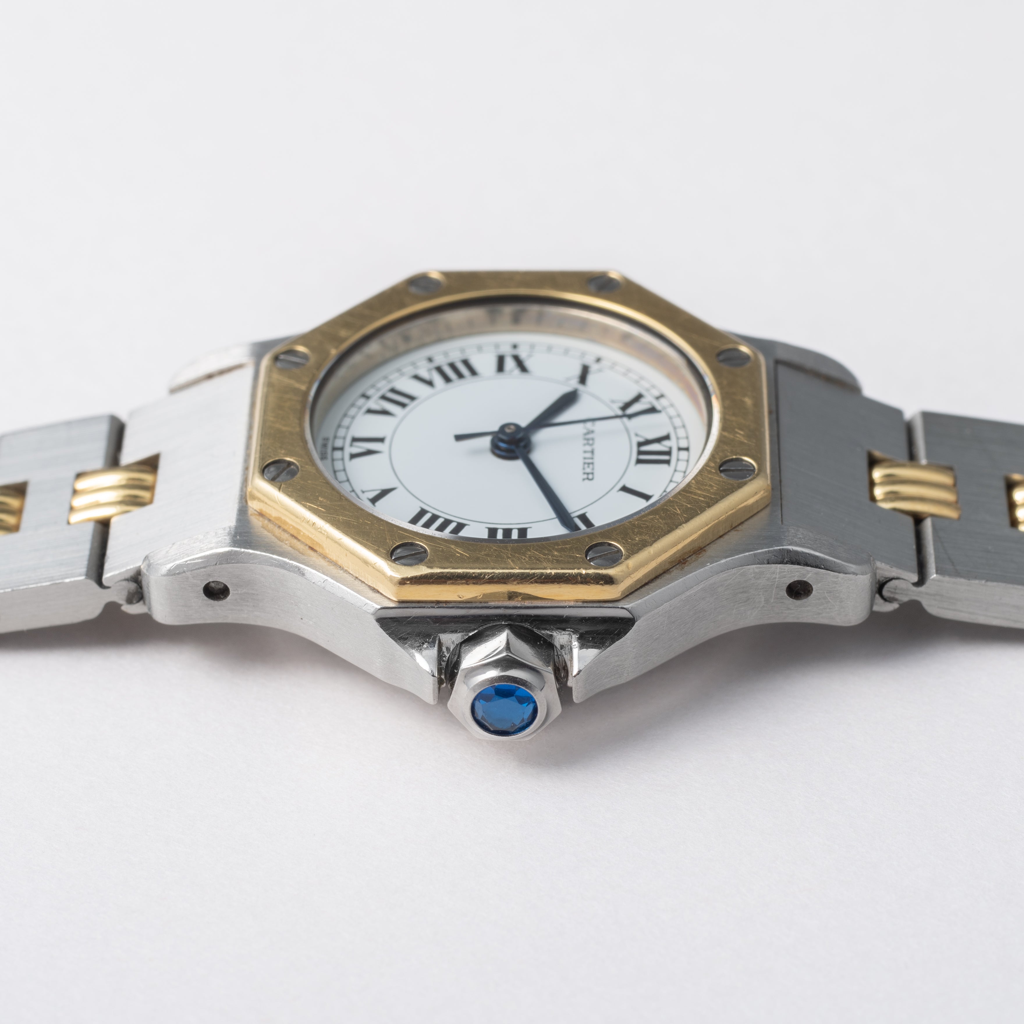 カルティエ サントス オクタゴン 1980年代製 Ref.0907 コンビ SMサイズ ゴドロンブレス