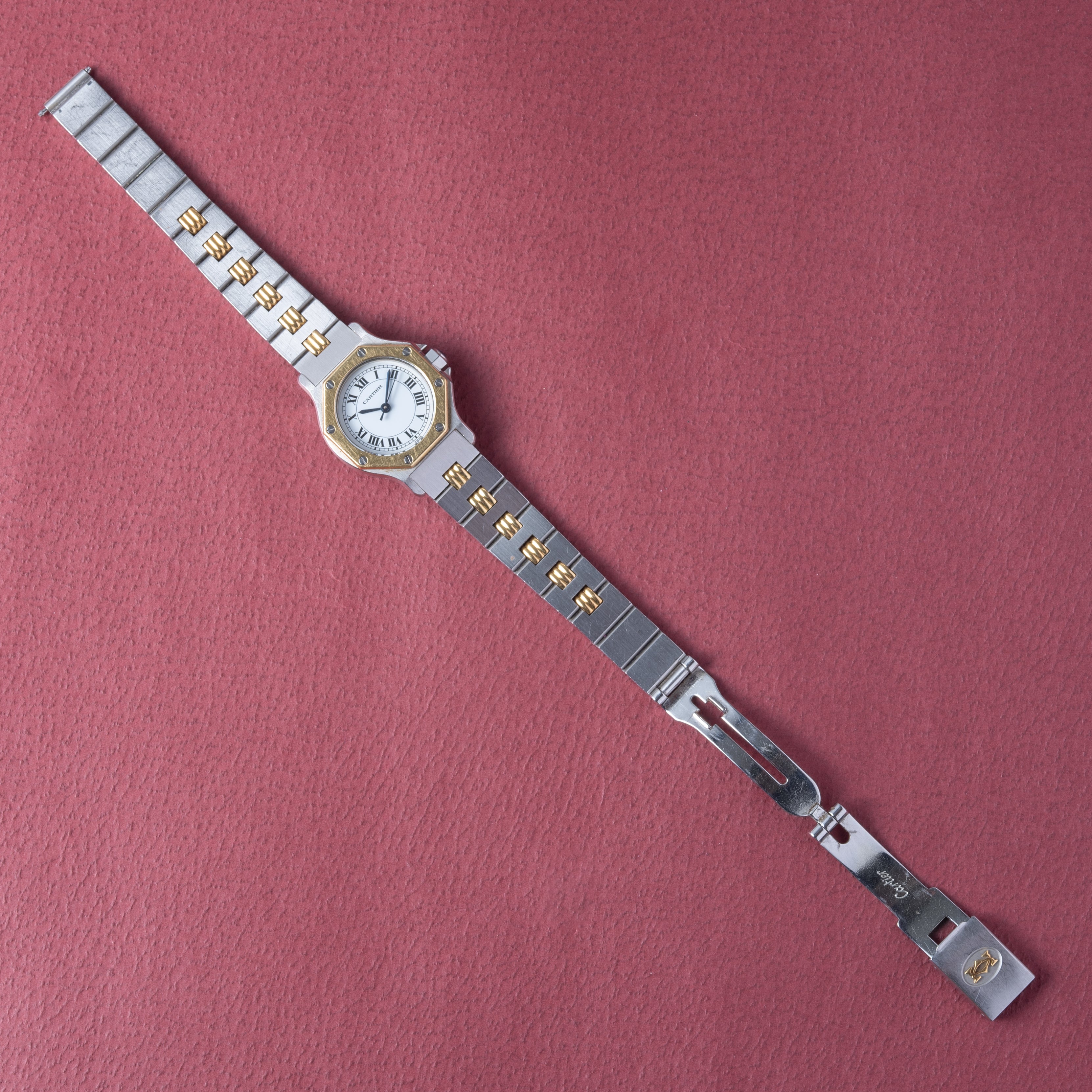 カルティエ サントス オクタゴン 1980年代製 Ref.0907 コンビ SMサイズ ゴドロンブレス