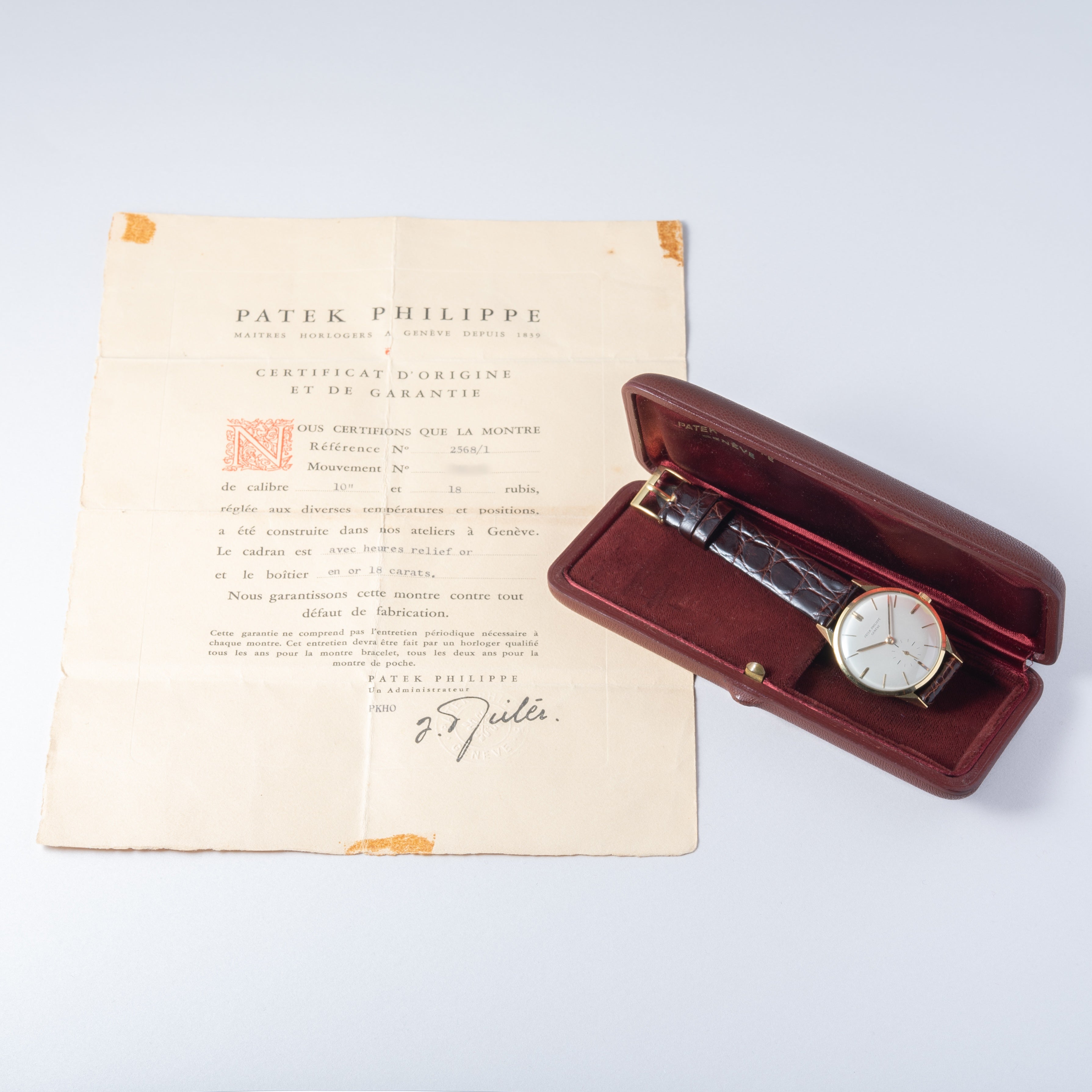 パテックフィリップ カラトラバ 1957年製 Ref.2568/1 18金無垢イエローゴールド 箱、サティフィケイト、純正尾錠付き