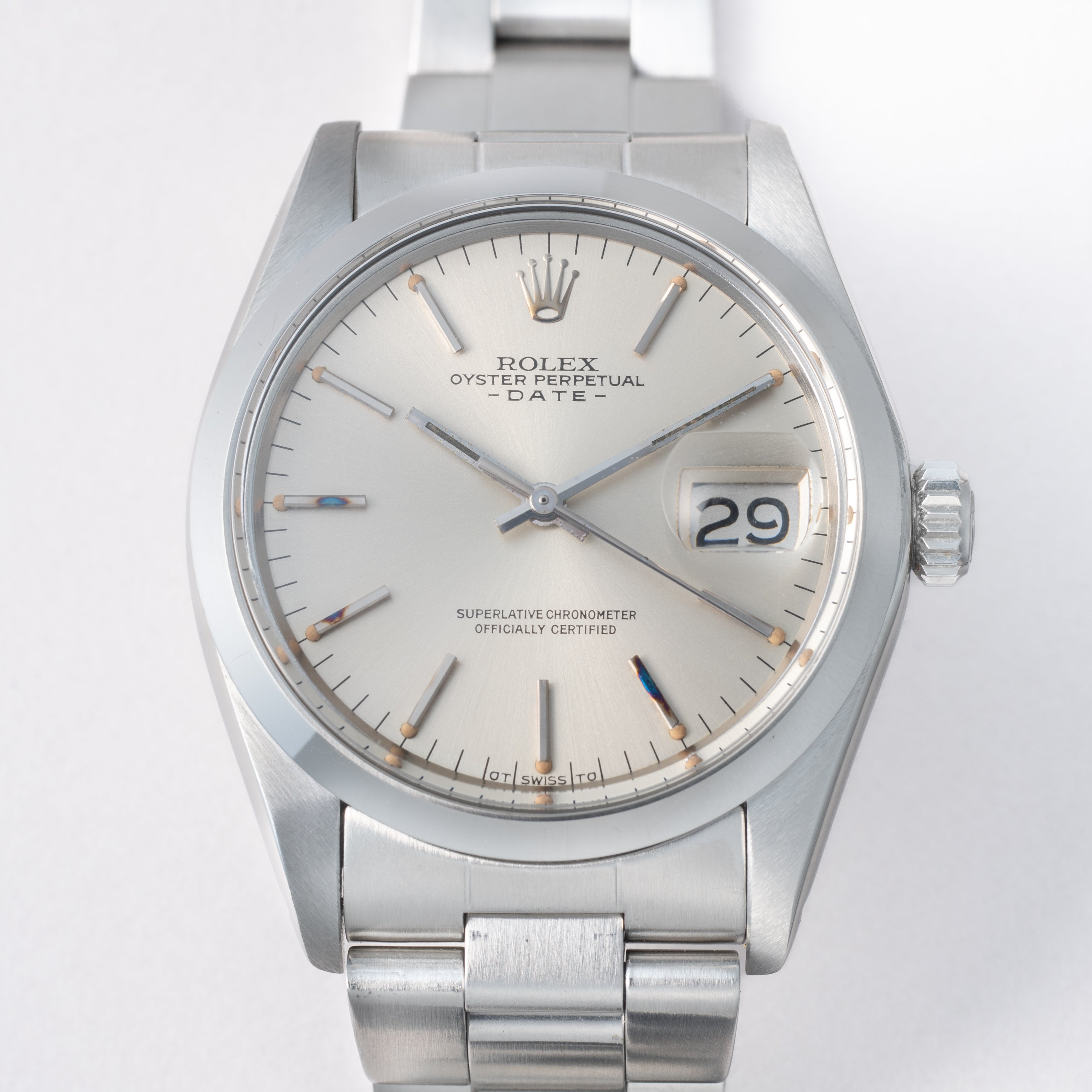 ロレックス オイスターパーペチュアルデイト 1973年製 Ref.1500 シグマダイヤル 純正ハードブレス付き