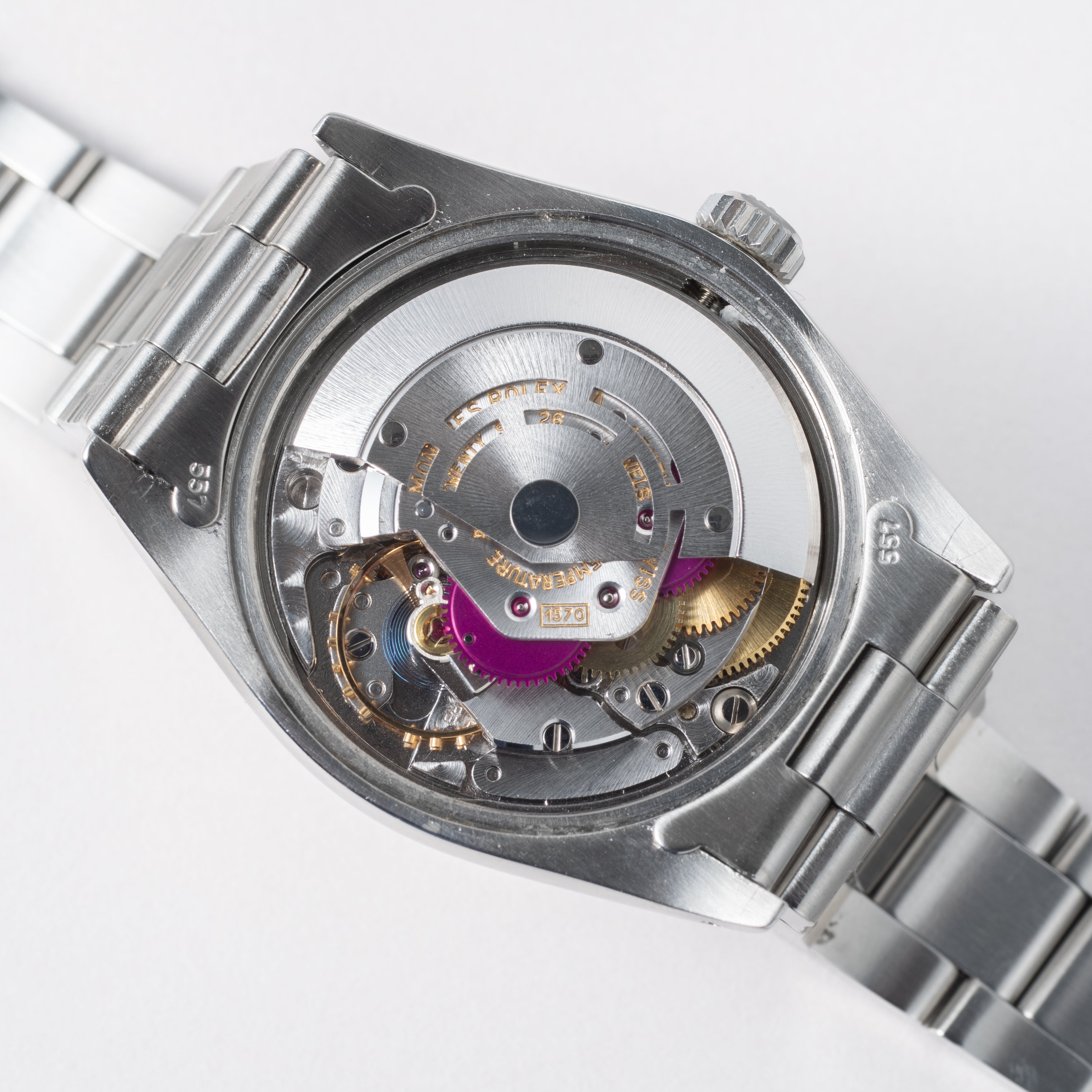 ロレックス オイスターパーペチュアルデイト 1973年製 Ref.1500 シグマダイヤル 純正ハードブレス付き