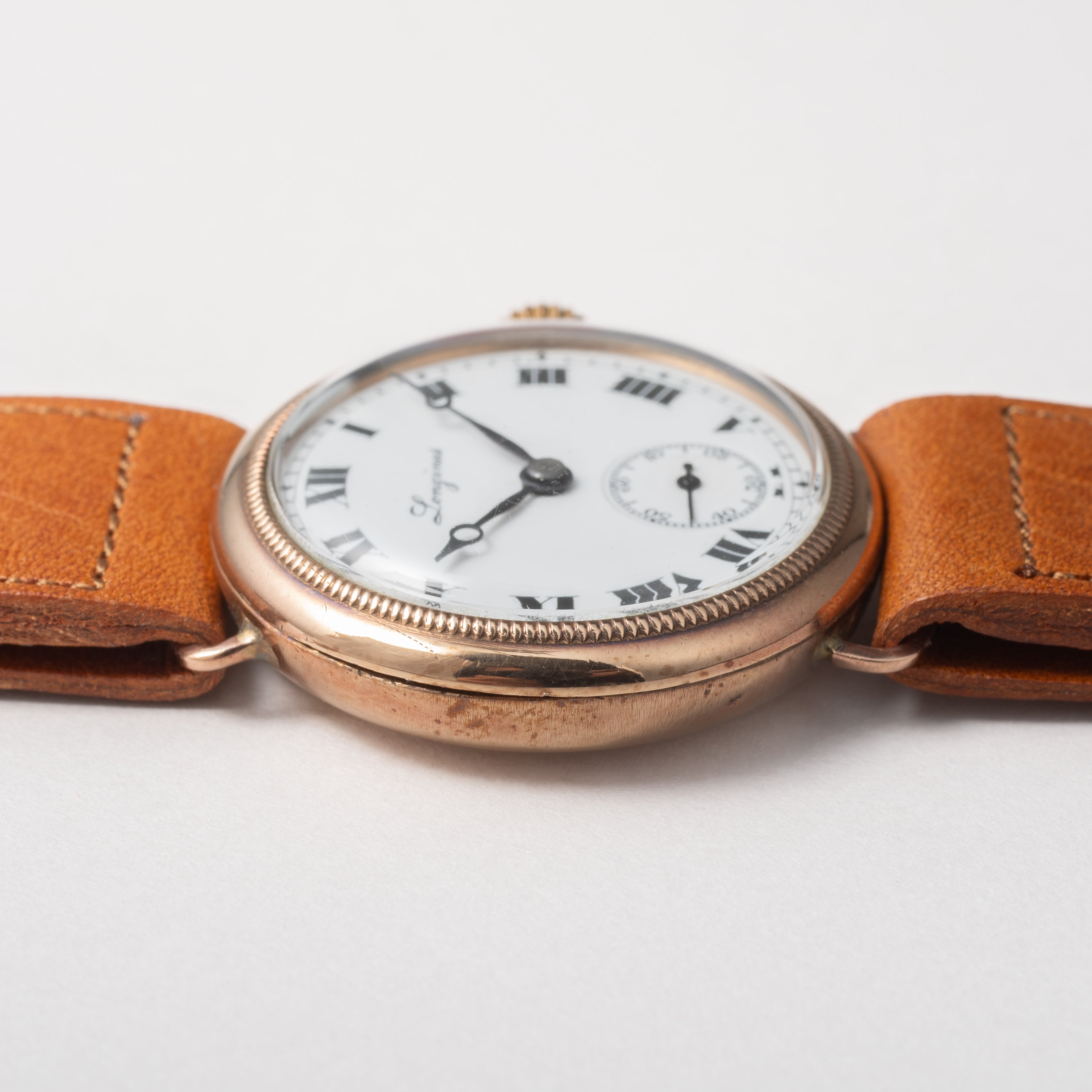 ロンジン ポーセリンダイヤル 1920年代製 9金無垢 手巻き Cal.11.84N 純正尾錠付き