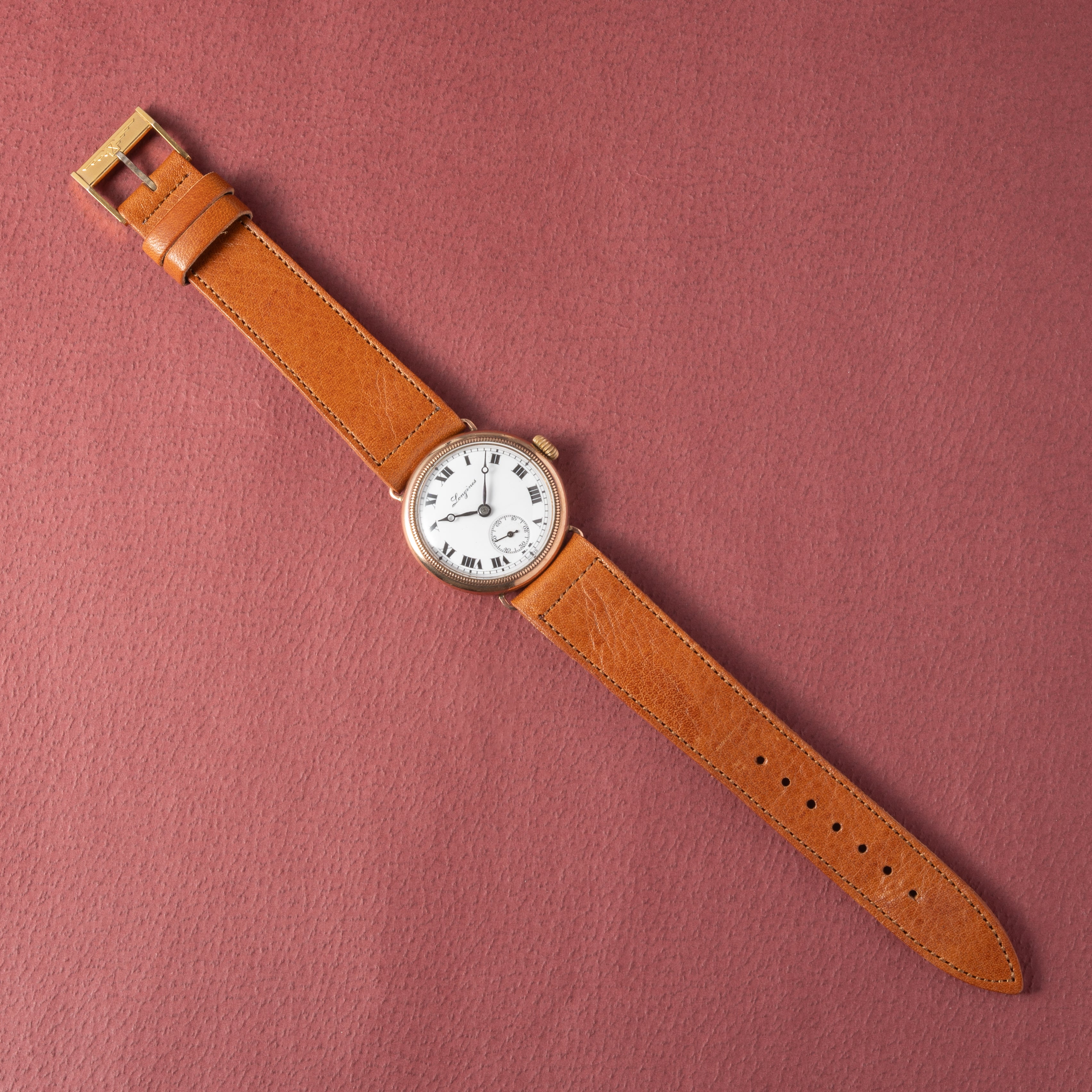 ロンジン ポーセリンダイヤル 1920年代製 9金無垢 手巻き Cal.11.84N 純正尾錠付き